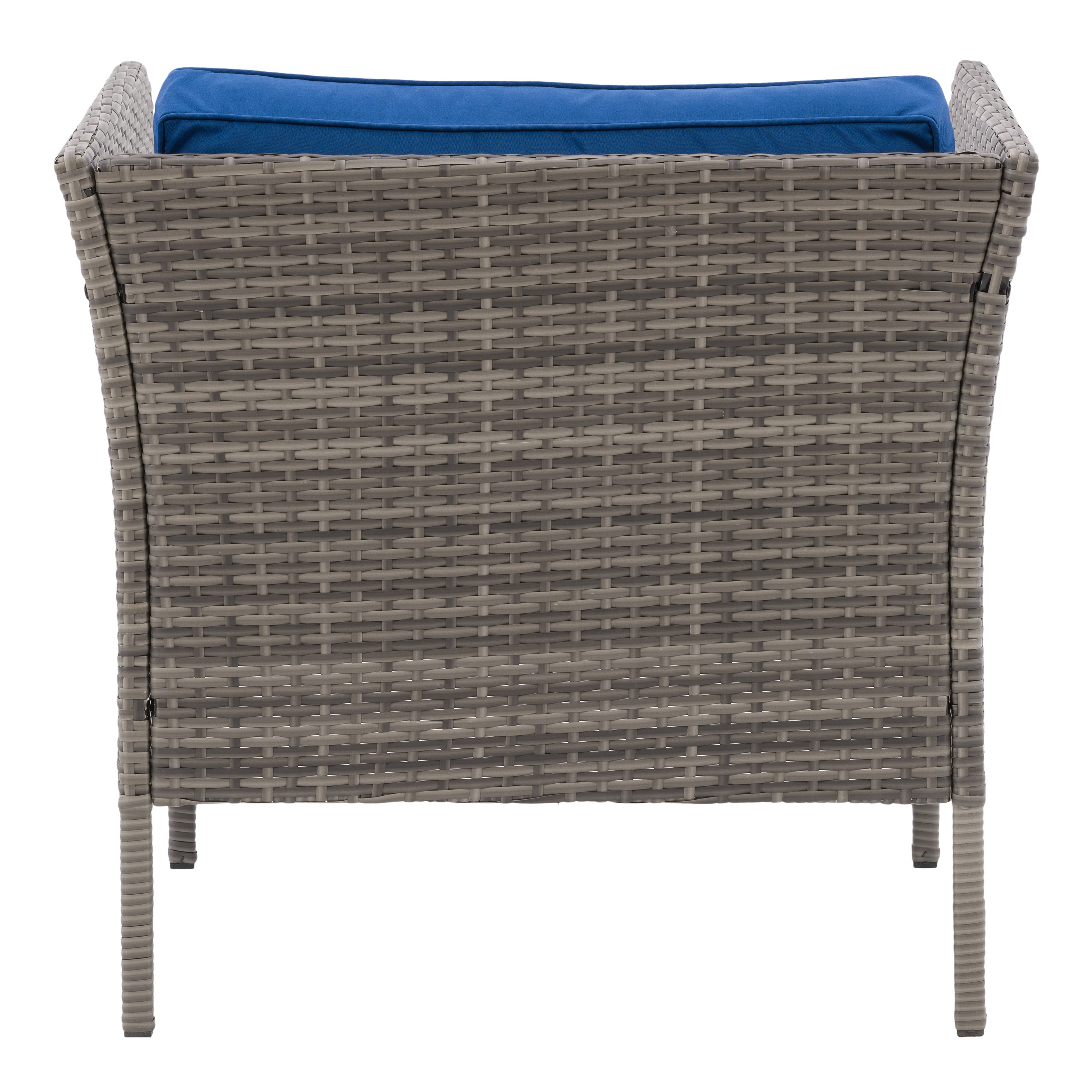 CorLiving 27'' Powder-Coated Steel Patio Armchair with Plush Blue Cushions