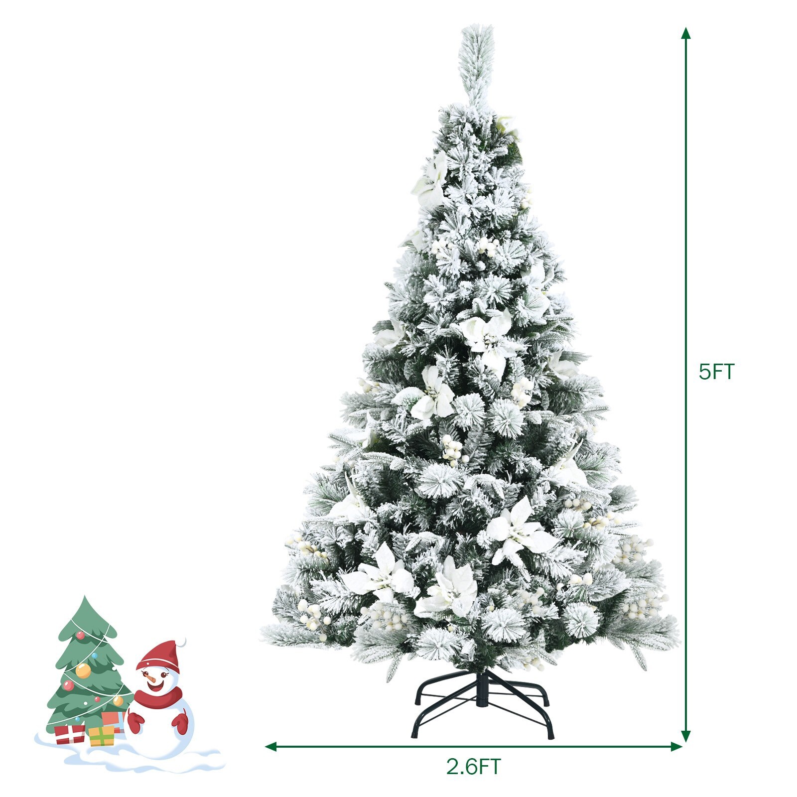 WELLFOR 5-ft Flocked Artificial Christmas Tree in the Artificial ...