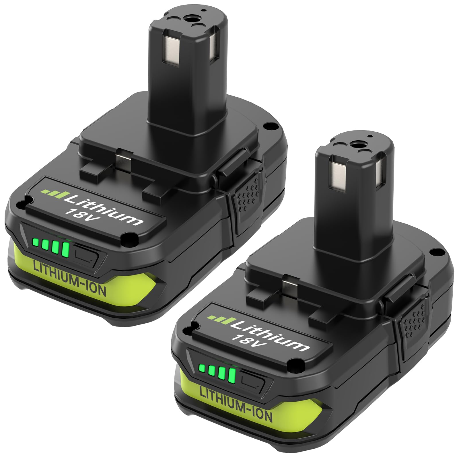 Afoxsos  2 pack 18 volt replacement power tool accessory compatible with P102 P108 P103 P105 P107 P109 P104 cordless tools green high capacity