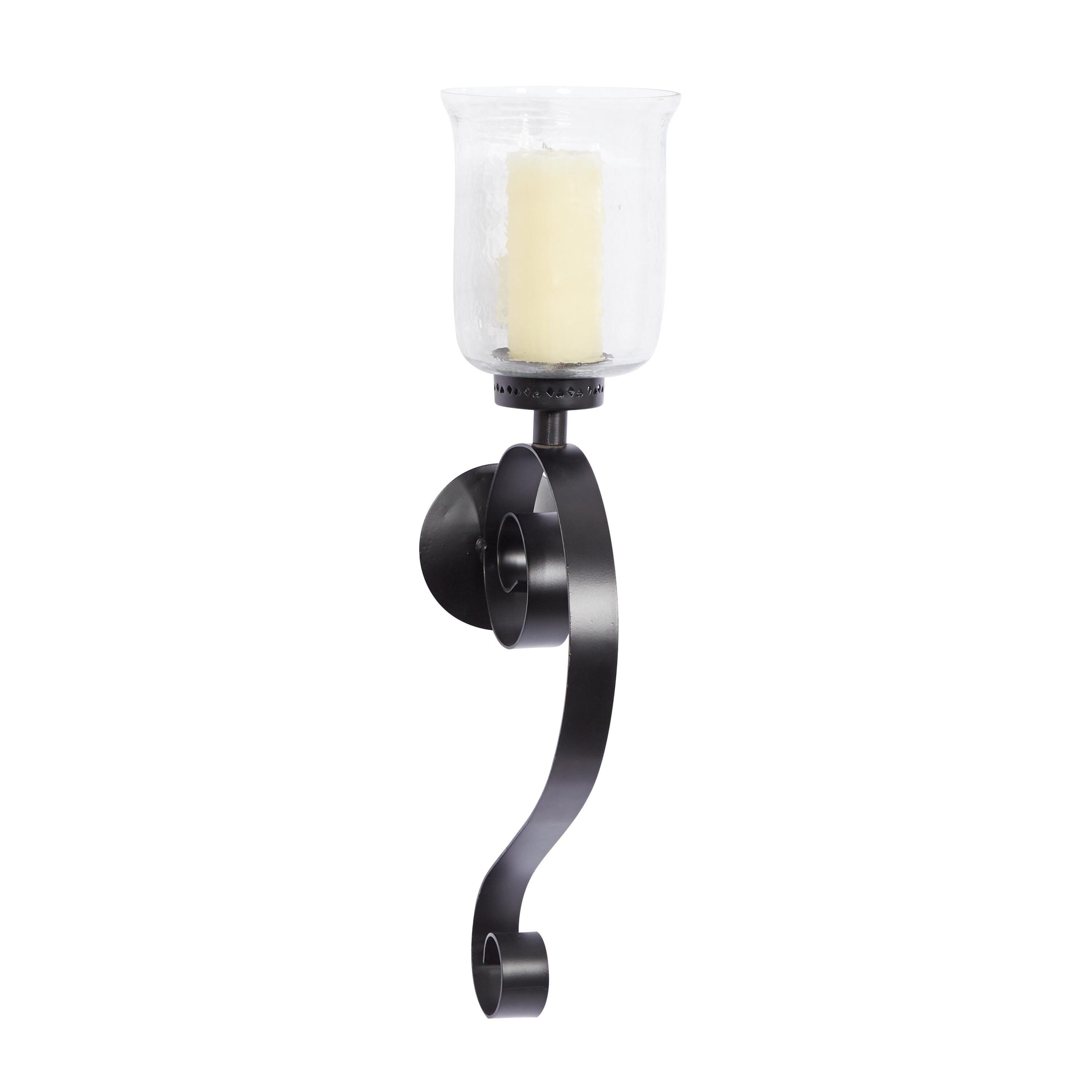 Elegant Scrollwork 27" Black Iron Wall Sconce, Plug-In Electric