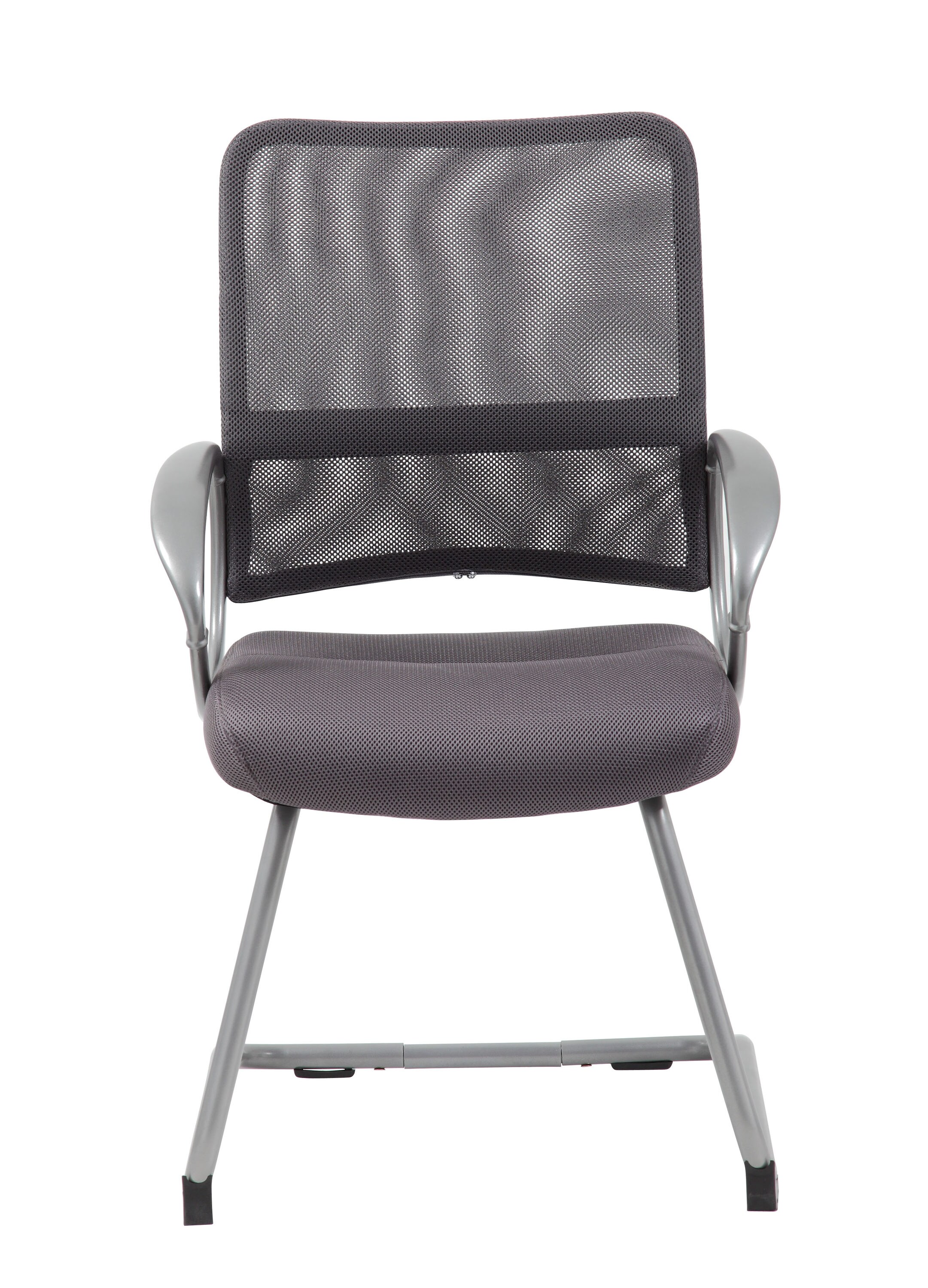 Charcoal Gray High Back Mesh Guest Chair with Pewter Metal Base