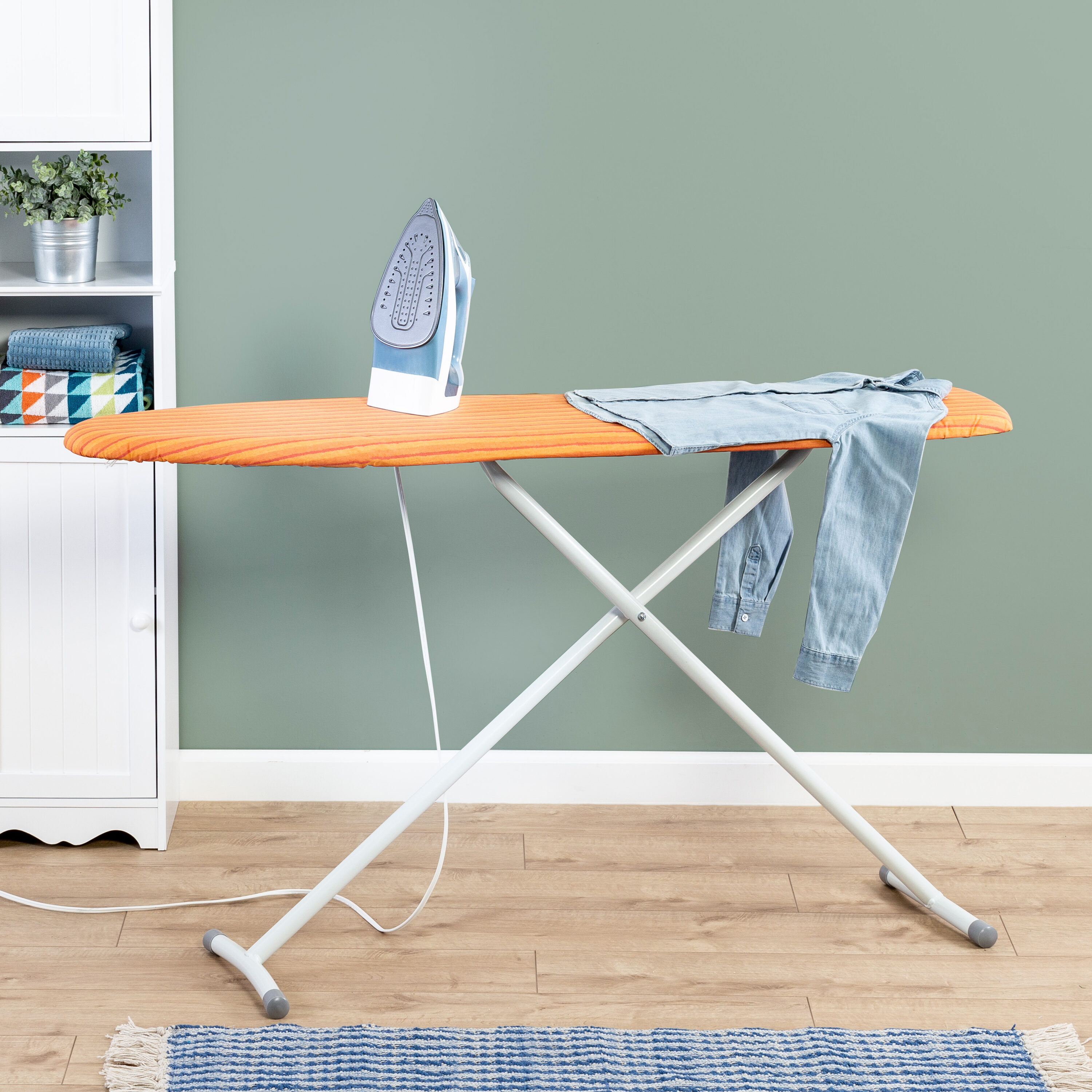 Polder Gray Freestanding Folding Ironing Board (15.2-in x 2.5-in x 58.3-in)  in the Ironing Boards, Covers & Accessories department at
