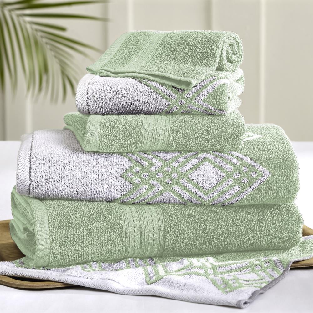 Amrapur Overseas 6-Piece Black Cotton Quick Dry Bath Towel Set (QD Stripe  Towel)