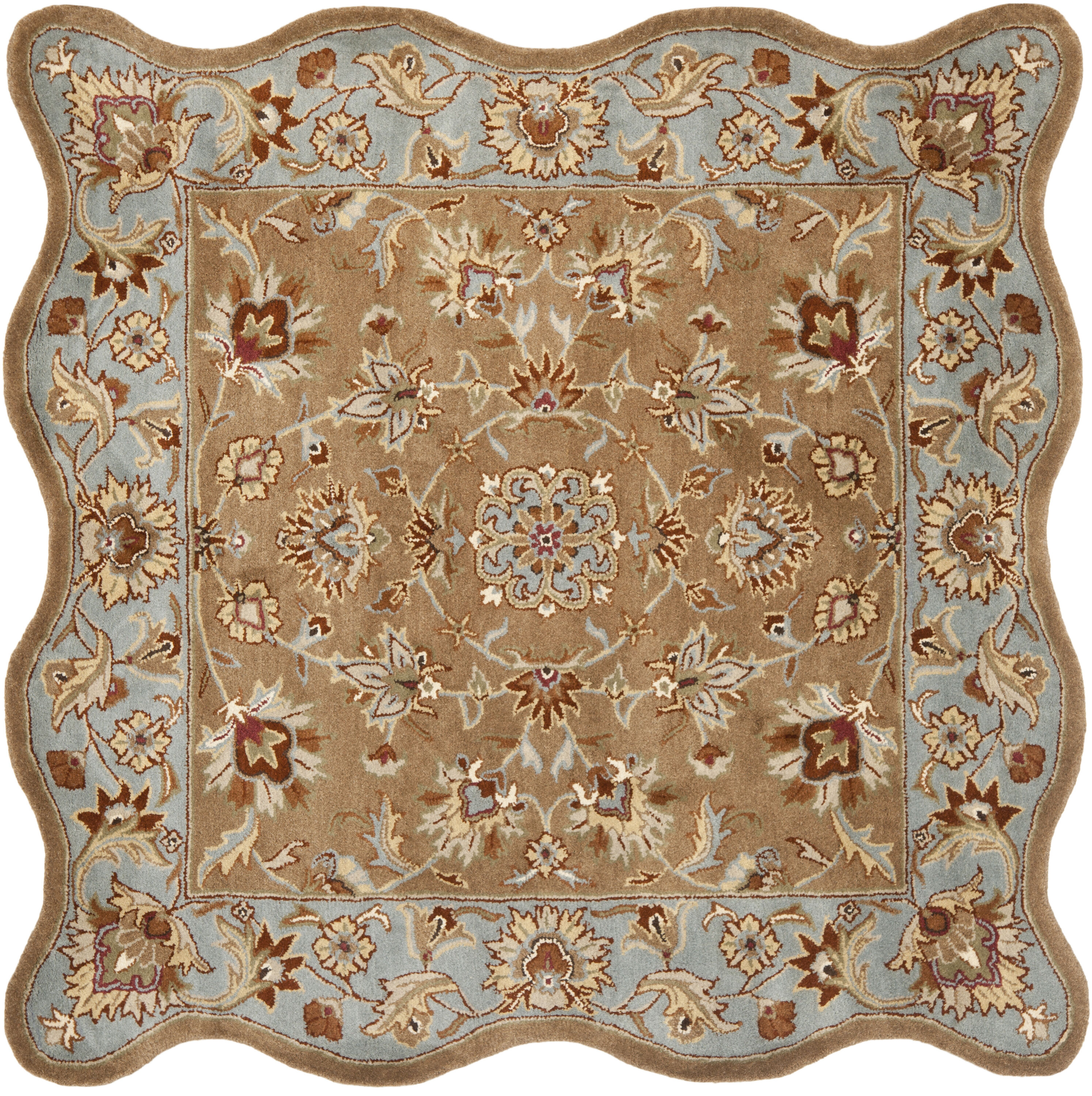 Safavieh Heritage Jaland 4 x 6 Beige/Blue Indoor Floral/Botanical Oriental Handcrafted Area Rug