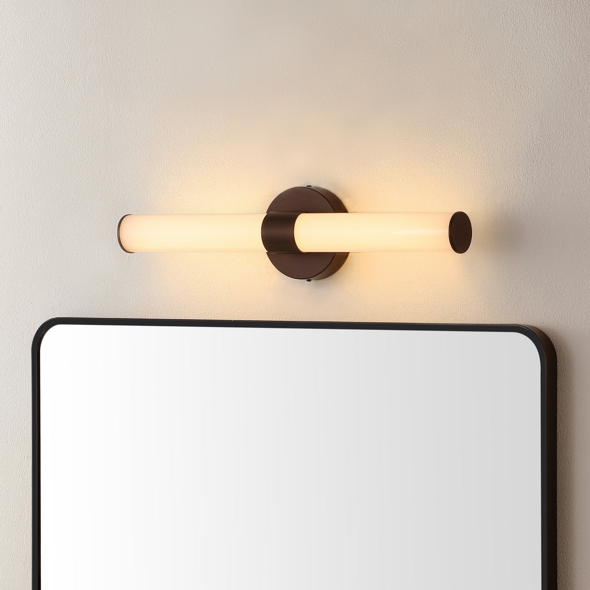 JONATHAN  Y Brooks 20.13-in. 1-Light Industrial Mid-Century Iron Integrated LED Vanity Light - Oil Rubbed Bronze