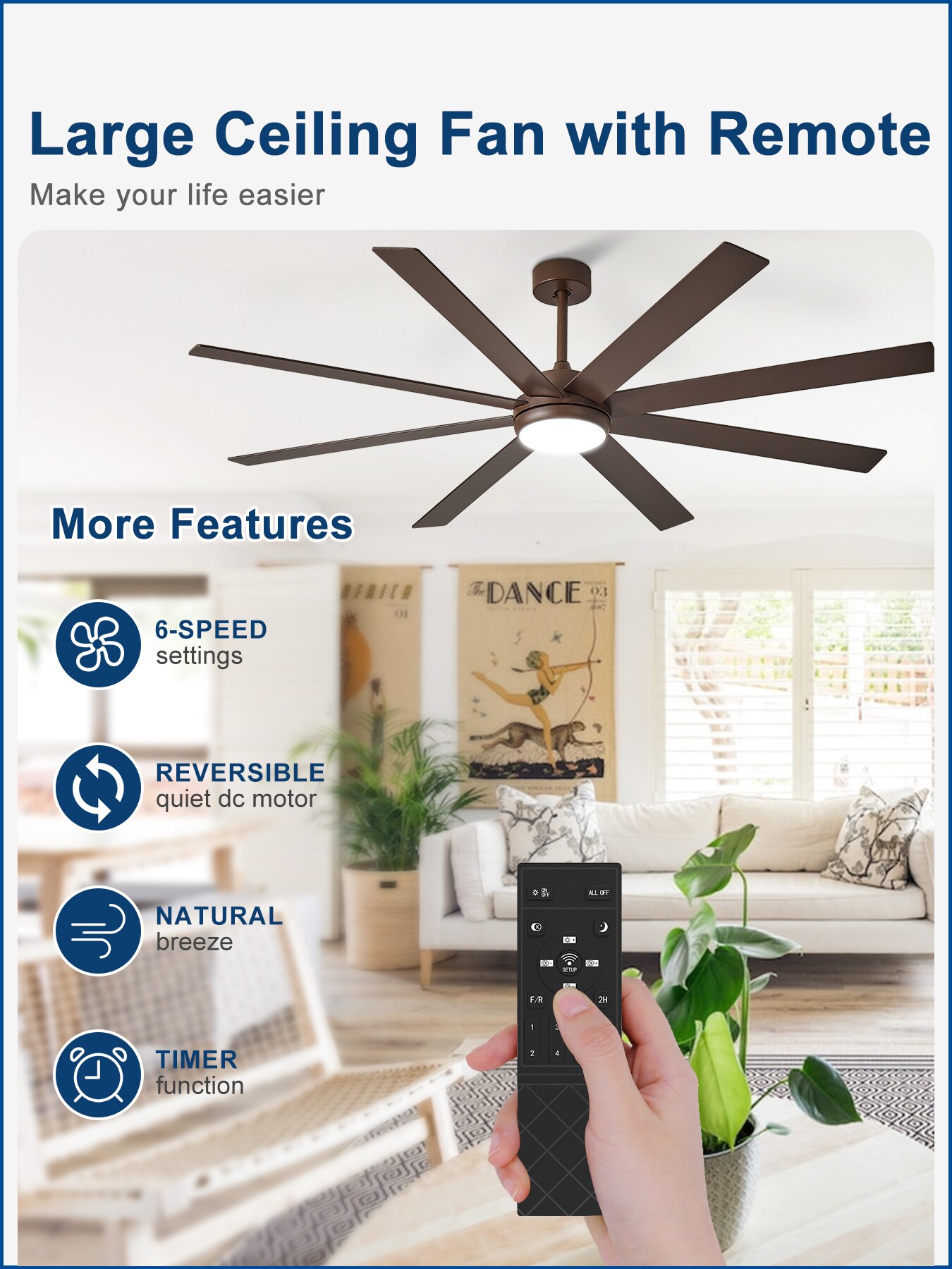 Depuley 197C 72-in brown LED Fandelier Ceiling Fan With Light and ...