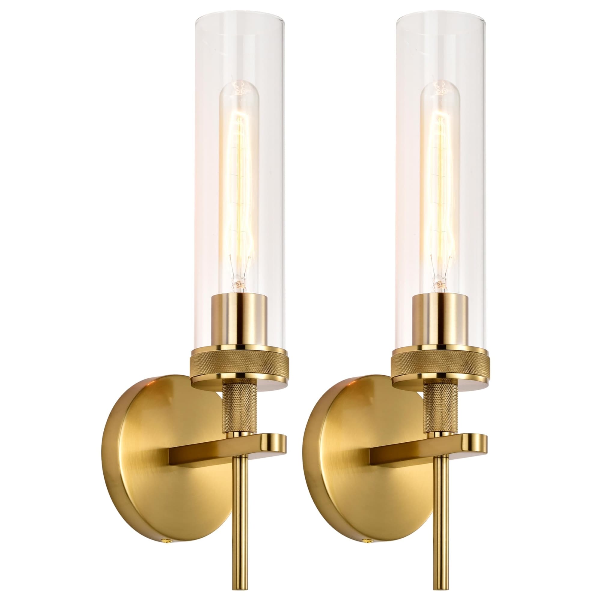 Aoibox Brushed Gold Vanity Light Fixtures Set of 2 with Knurled Texture ...