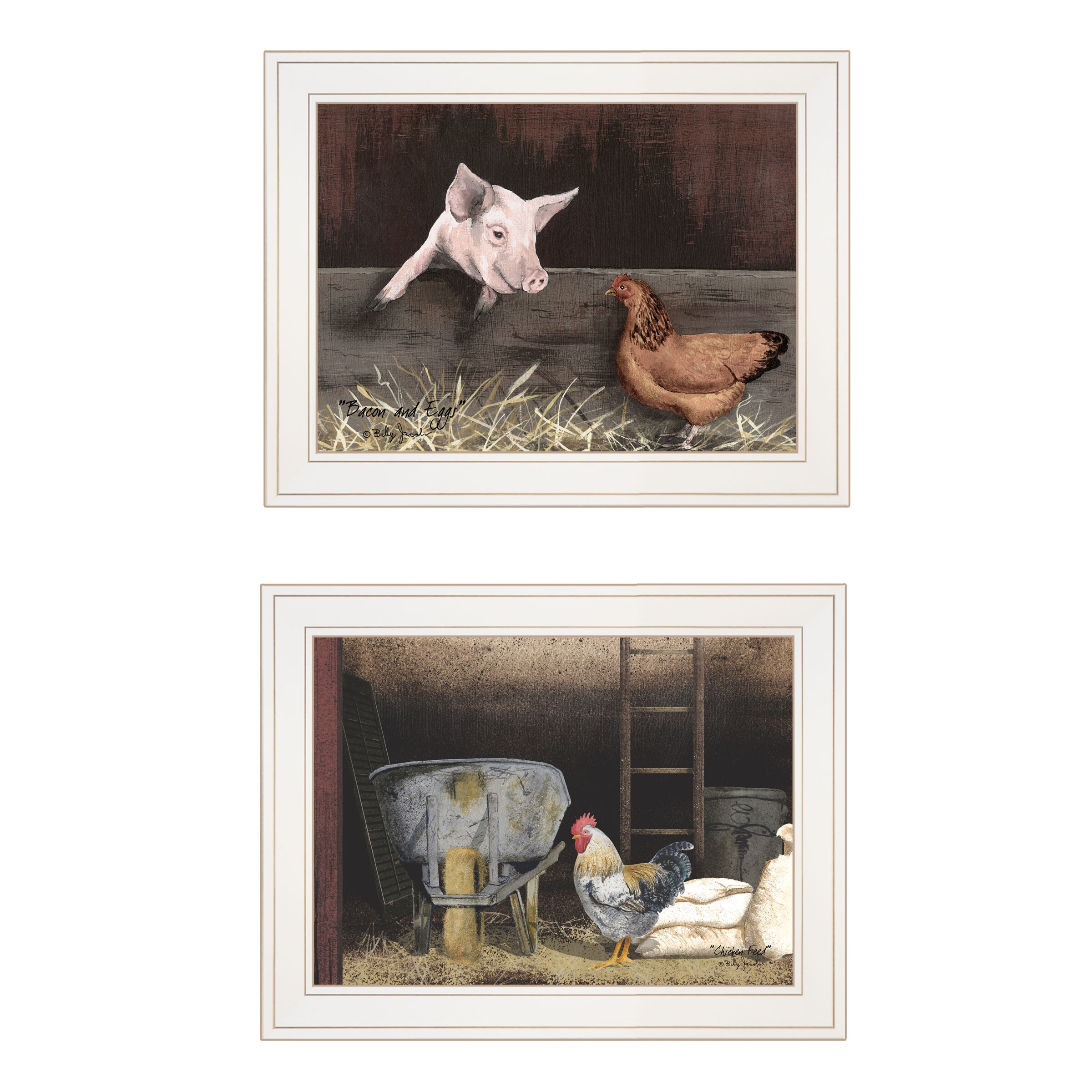 Trendy Decor 4U V450-226G Bacon and Eggs Billy Jacobs White Wood Framed 15-in H x 19-in W Vintage/Retro Paper Print