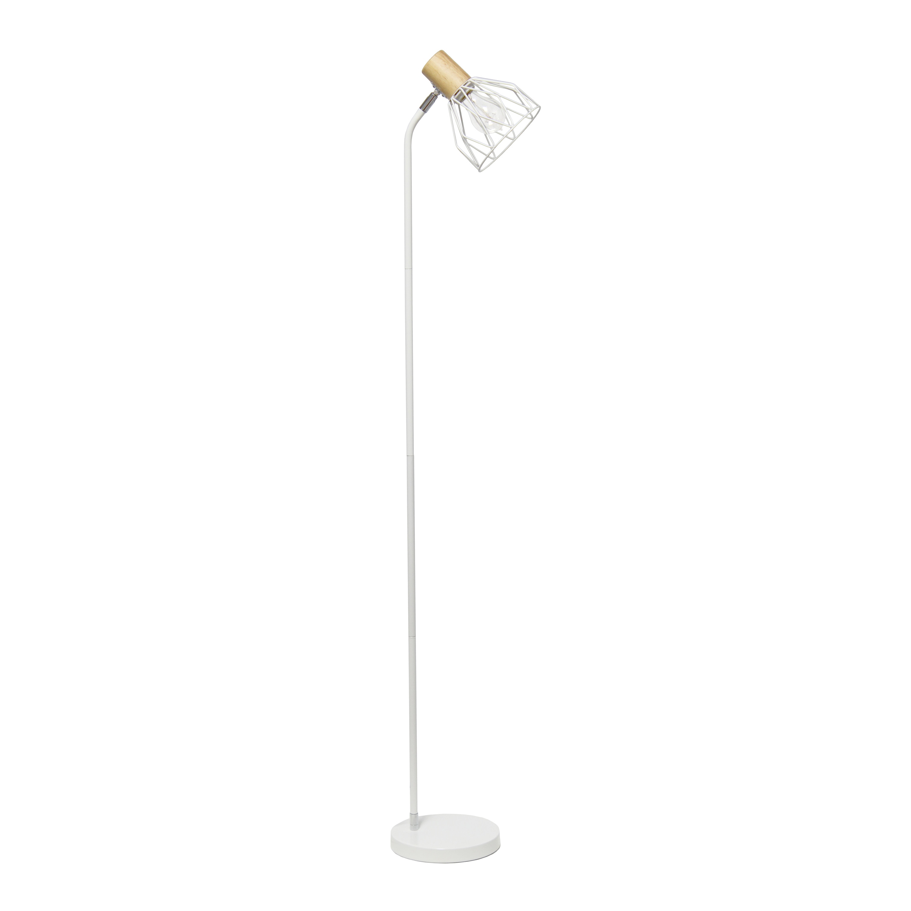 Simple Designs LF2019-WHT Farmhouse Fusion 55.91-in White Standard Floor Lamp with Metal Shade