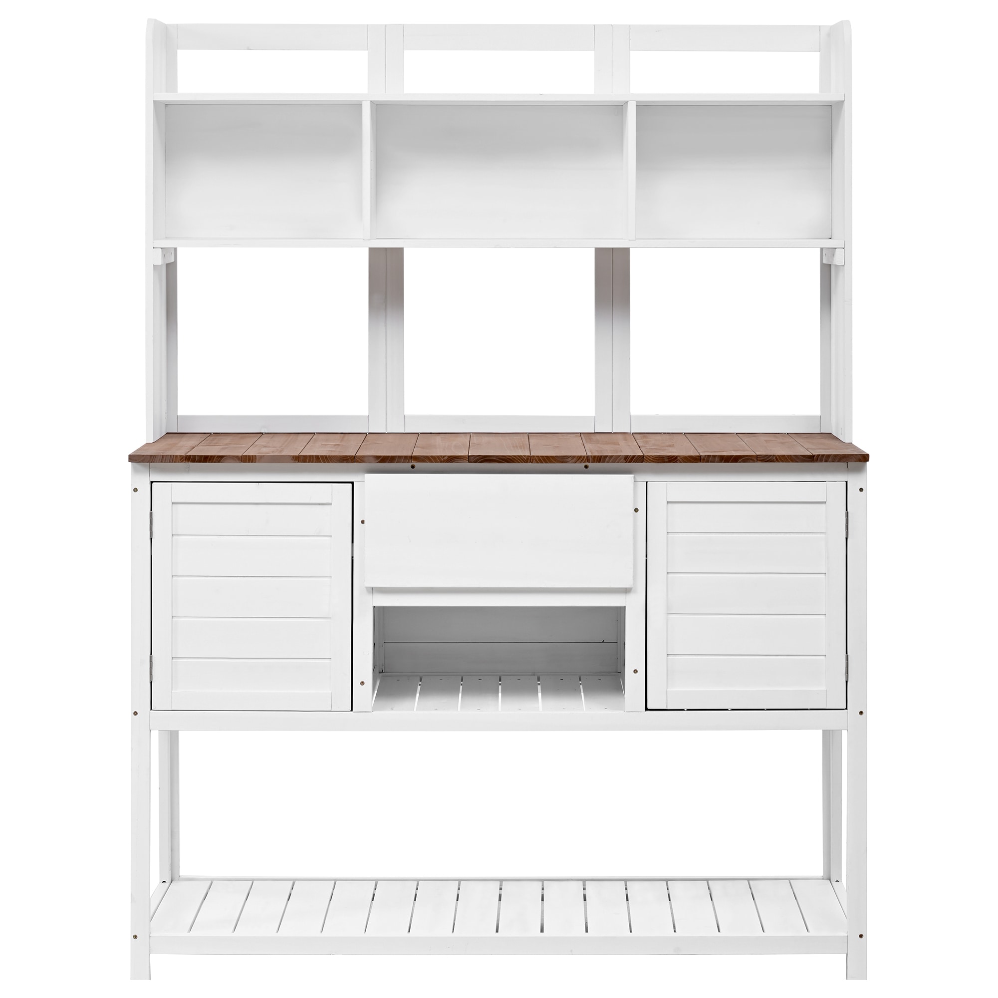 SINOFURN SYA010594WT 50.2-in x 66.1-in x 19.7-in White Potting Bench