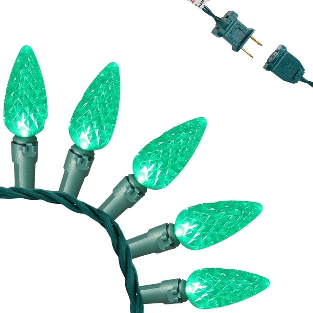 AOIZGMY  70 Pack Green C6 LED Christmas Lights 24.6ft Green Wire UL Listed Outdoor Waterproof String Lights for Trees Wreaths Patios