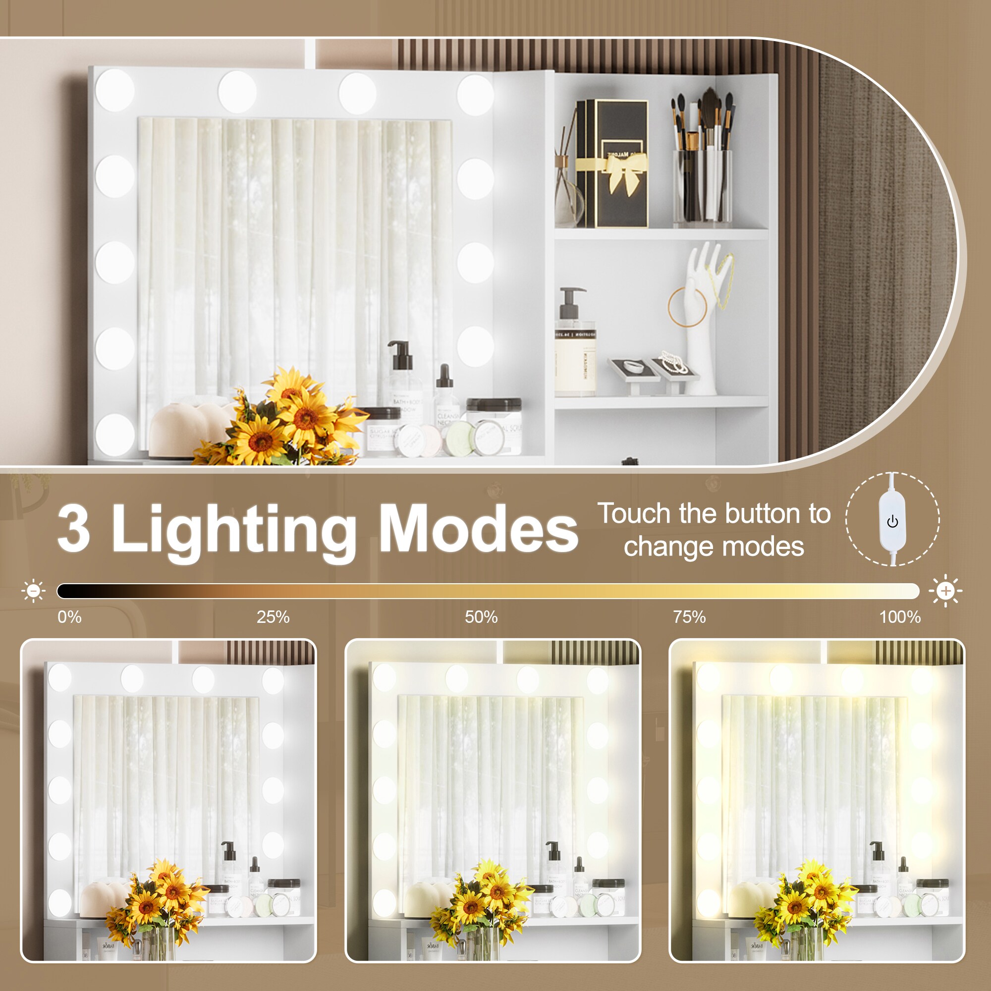 SINOFURN SYD250001WT Bedroom-Vanities - View #8