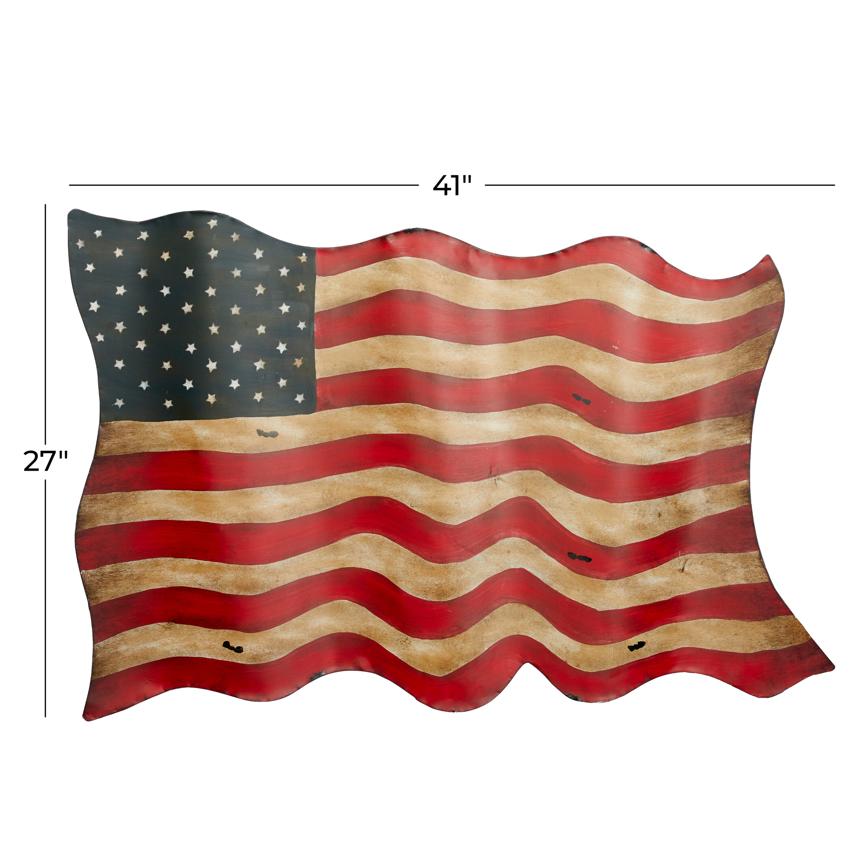 Vintage Red and Blue Iron American Flag Wall Sculpture