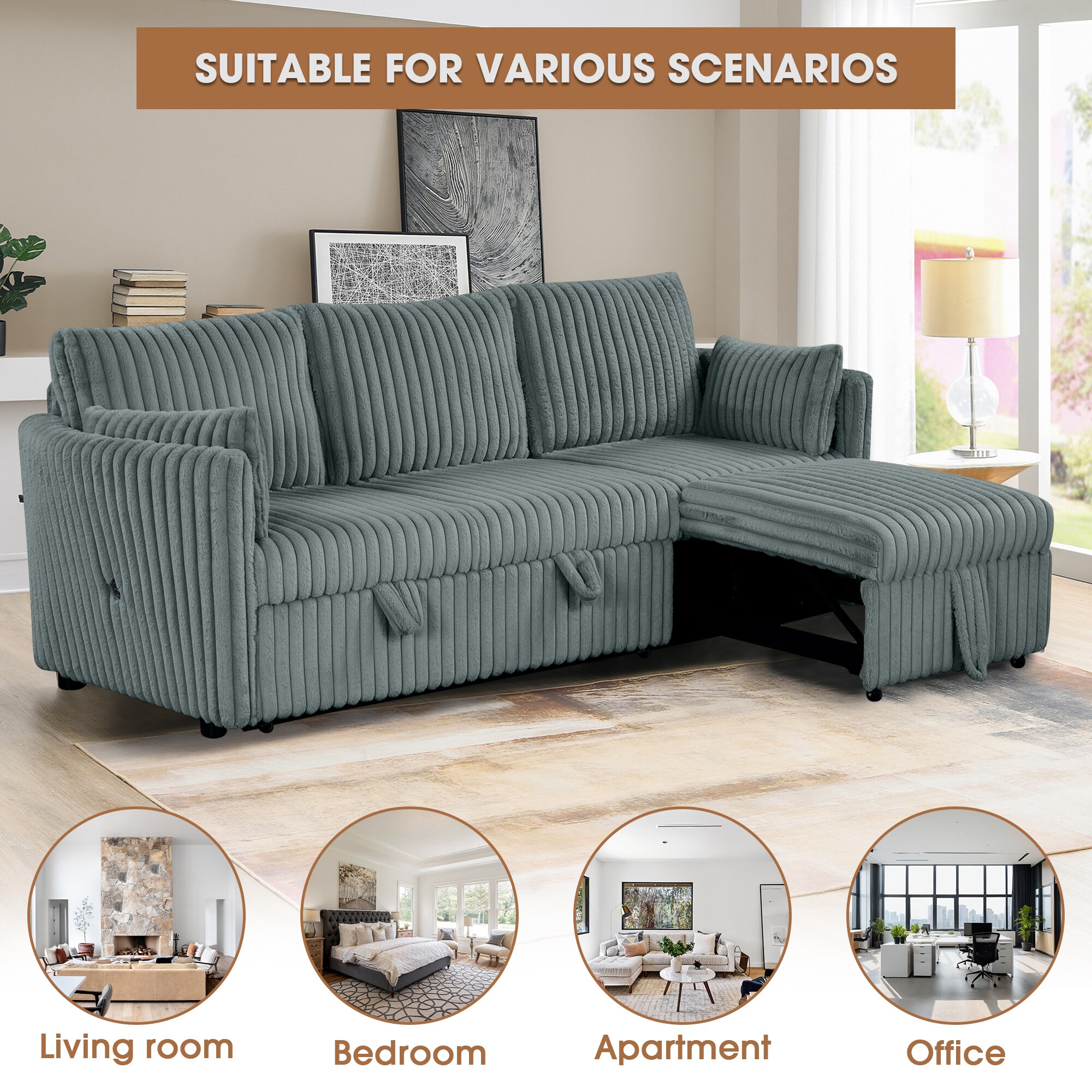 IHOMEadore MDSL64002DG-3SEAT Sofas-Loveseats - View #3