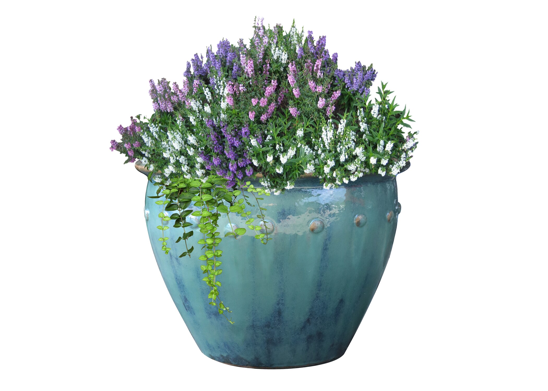 allen + roth 9.6-in W x 9.6-in L x 9.1-in H Aqua Blue Glazed ceramic ...