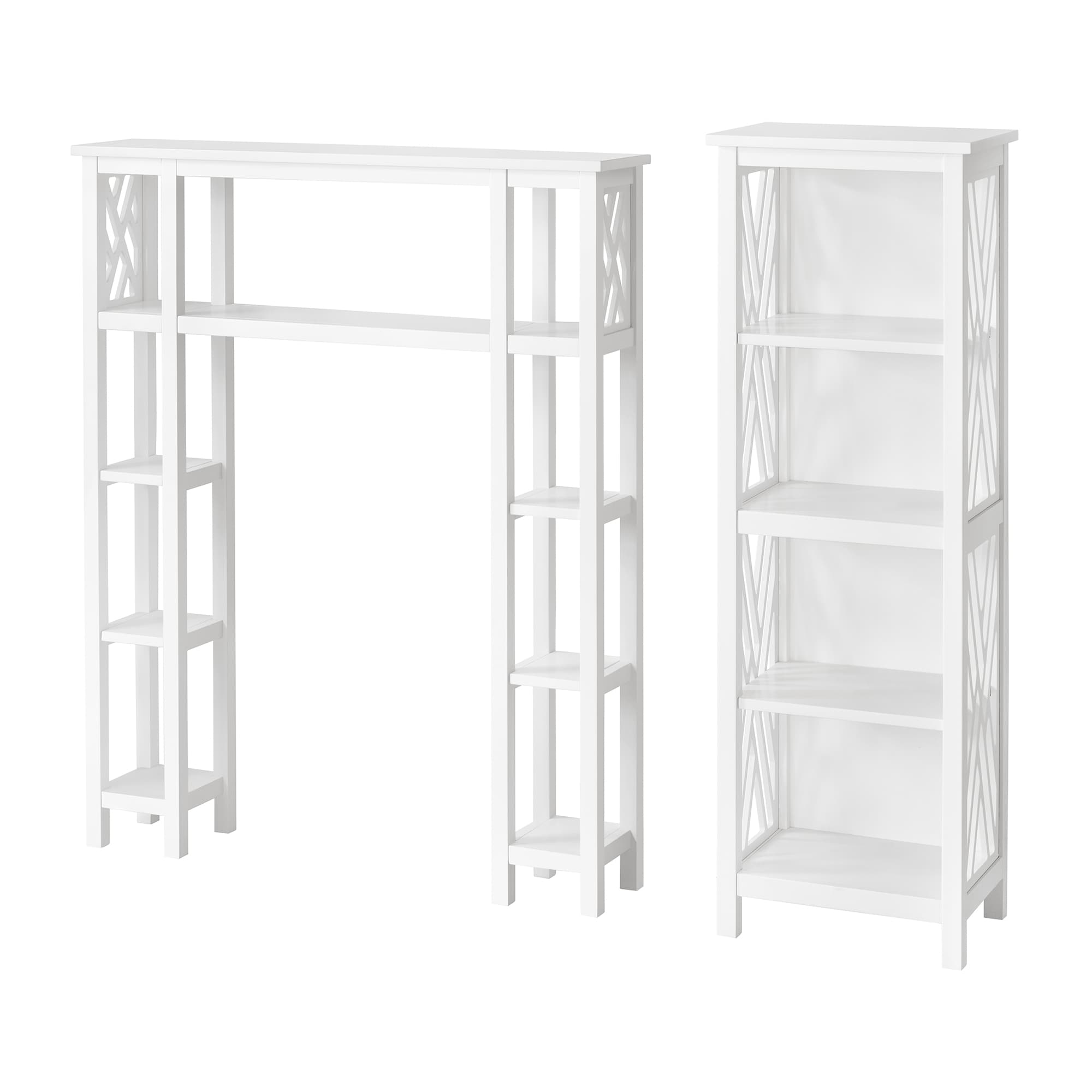 Amery 2-Tier Ladder Wall Shelf with Hooks - White