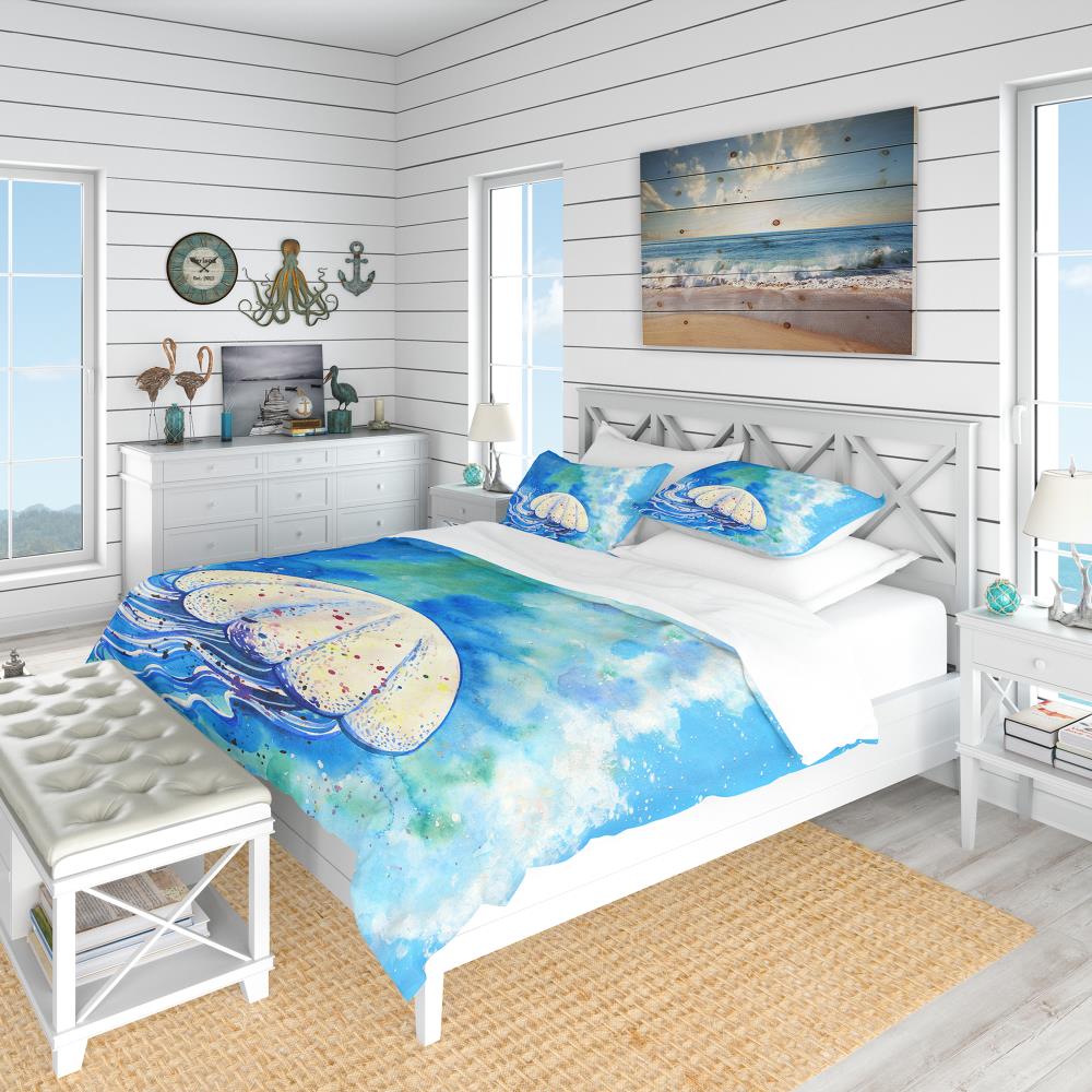 Designart BED13308-T 3 -Piece Blue Twin Duvet cover Set
