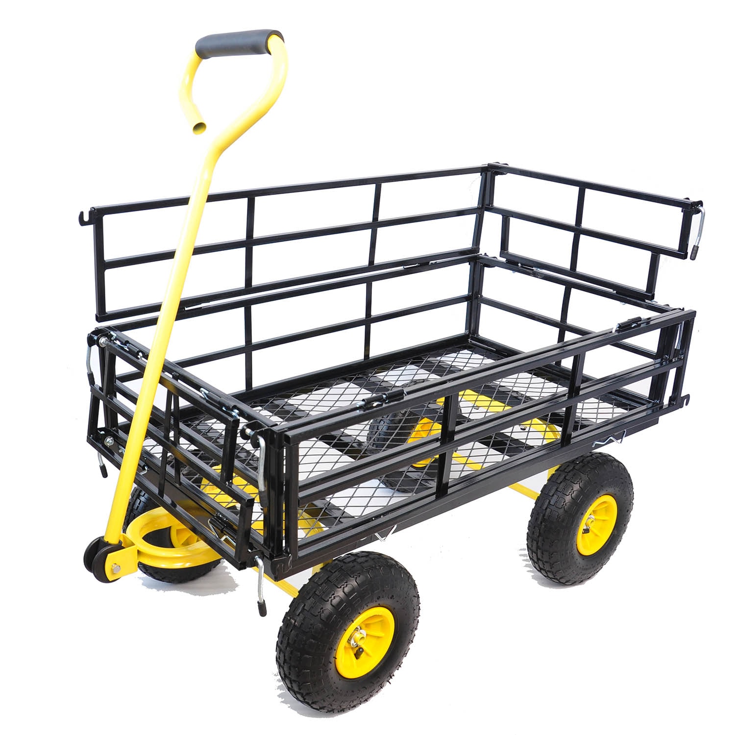 SINOFURN Black 5 Cu. Feet Folding Garden Cart with 500 lbs. Weight ...