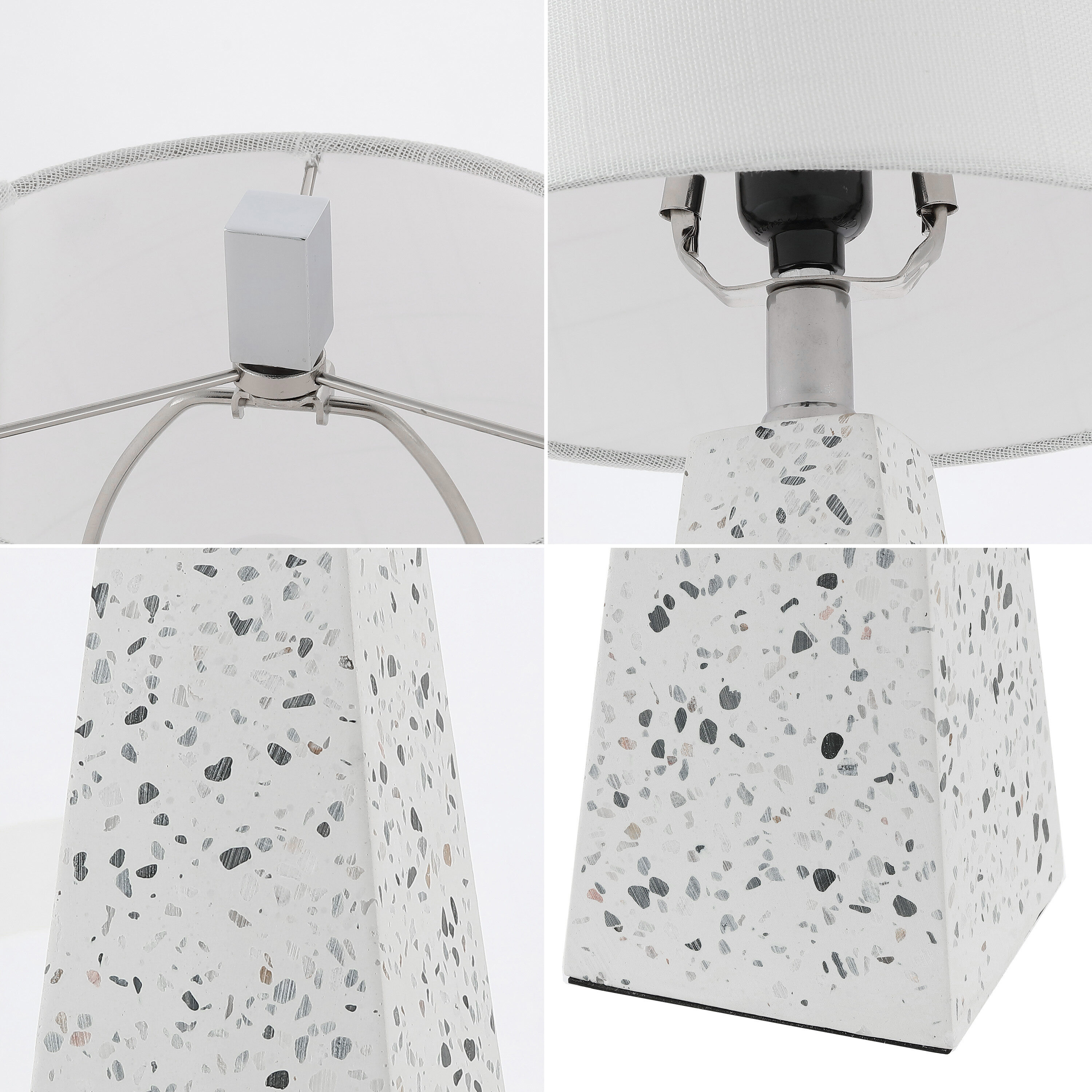 JONATHAN Y Owen Resin Contemporary 20.5-in White Terrazzo LED Rotary ...