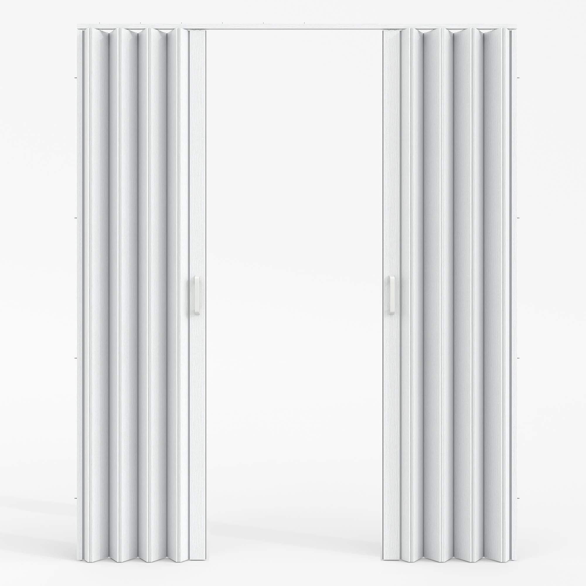 SMARTSTANDARD 60-in x 80-in (Double 30-in) White Oak Double-Wall PVC Finished Accordion Folding Door w Hardware