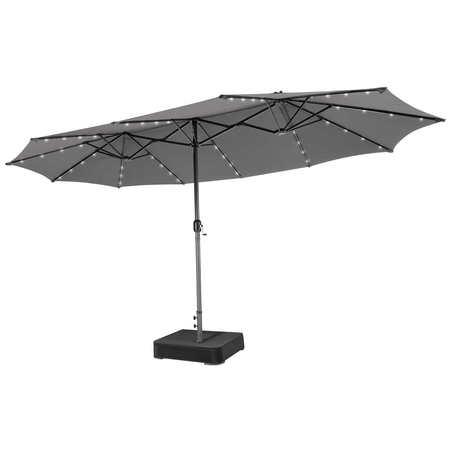 LIVIZA TDJ11518HS 15-ft Steel Gray Market Patio Umbrella with Lights and with Base