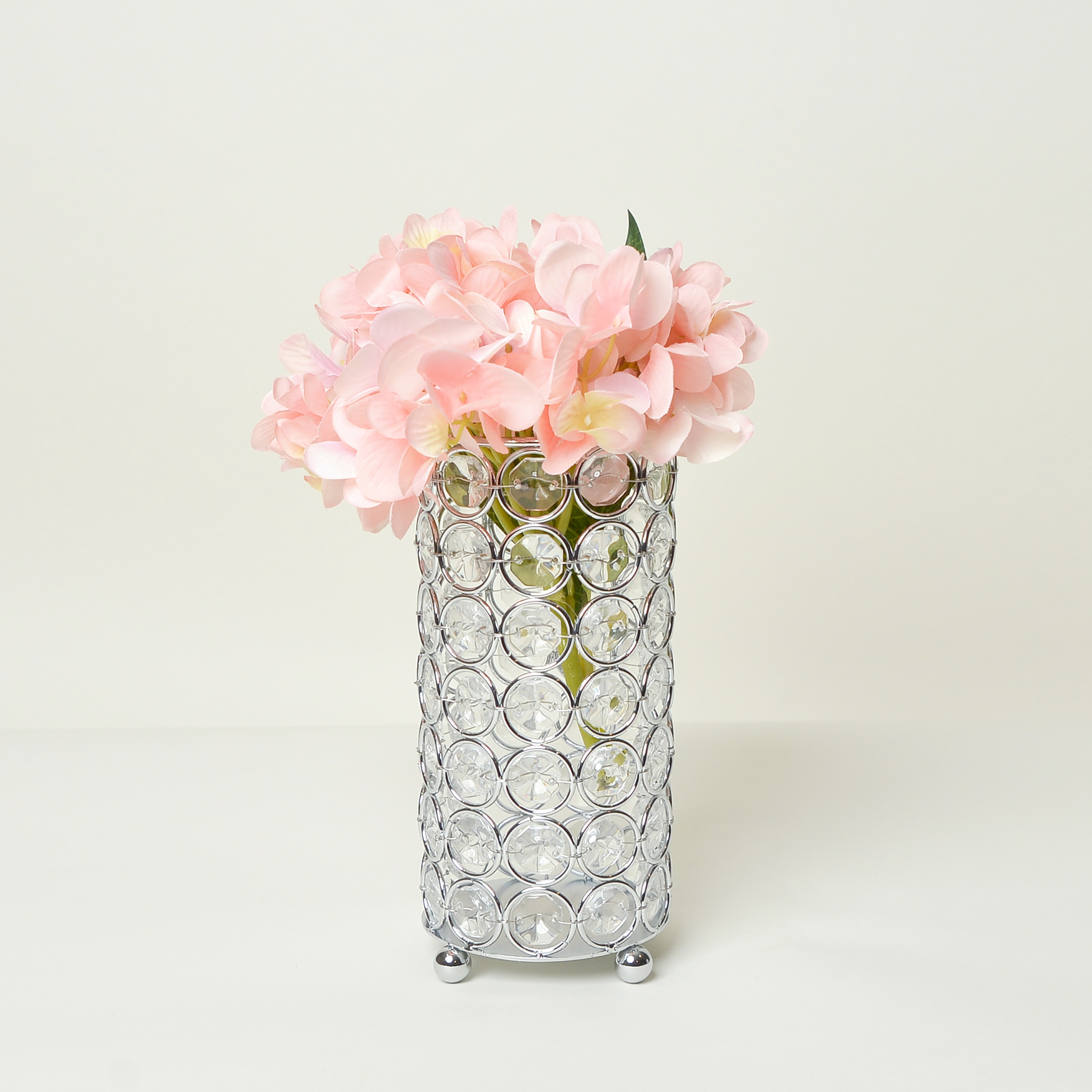 Elipse 6.75" Chrome Base Crystal Decorative Vase & Candle Holder
