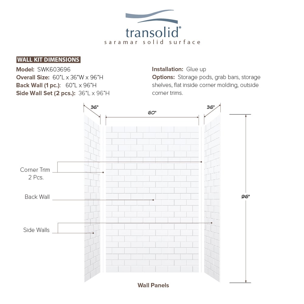 Transolid SWK603696-21 Shower-Wall-Surrounds - View #2