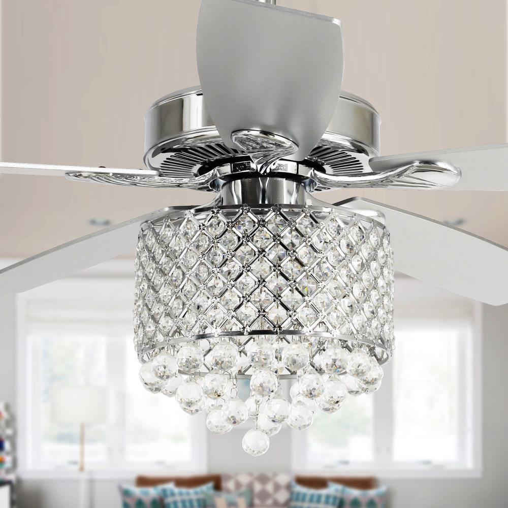 Matrix Decor 52-in Chrome LED Indoor Chandelier Ceiling Fan with Light ...