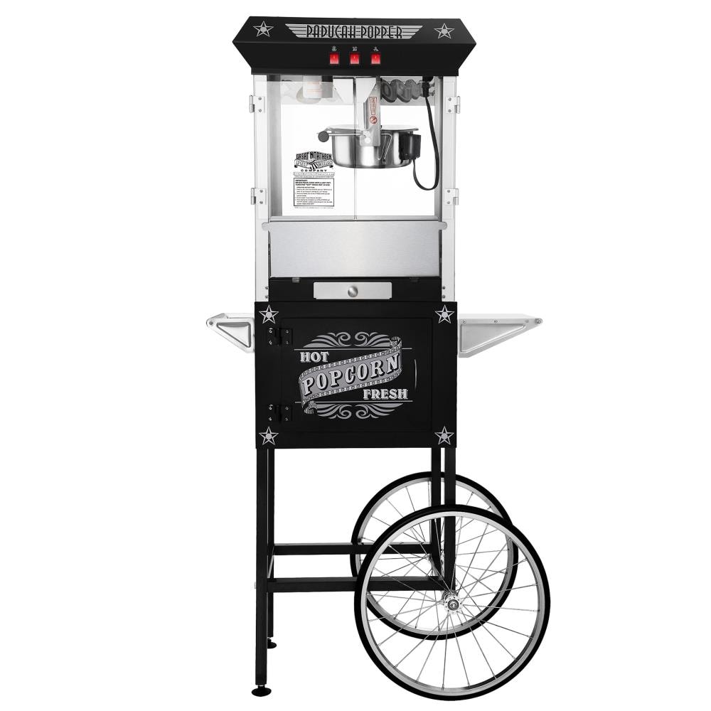 Nostalgia Popcorn Maker Professional Cart, 8 Oz Kettle Makes Up to 32 Cups,  Vintage Movie Theater Popcorn Machine with Three Candy Dispensers and