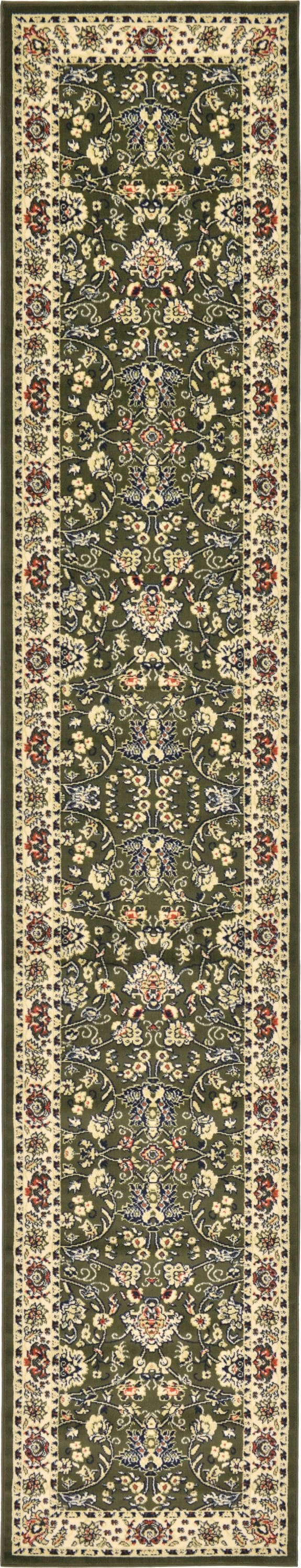 Unique Loom 3123489 Washington Sialk Hill 2 x 16 (ft) Loomed Polypropylene Olive/Ivory Rectangular Indoor Floral/Botanical Runner rug