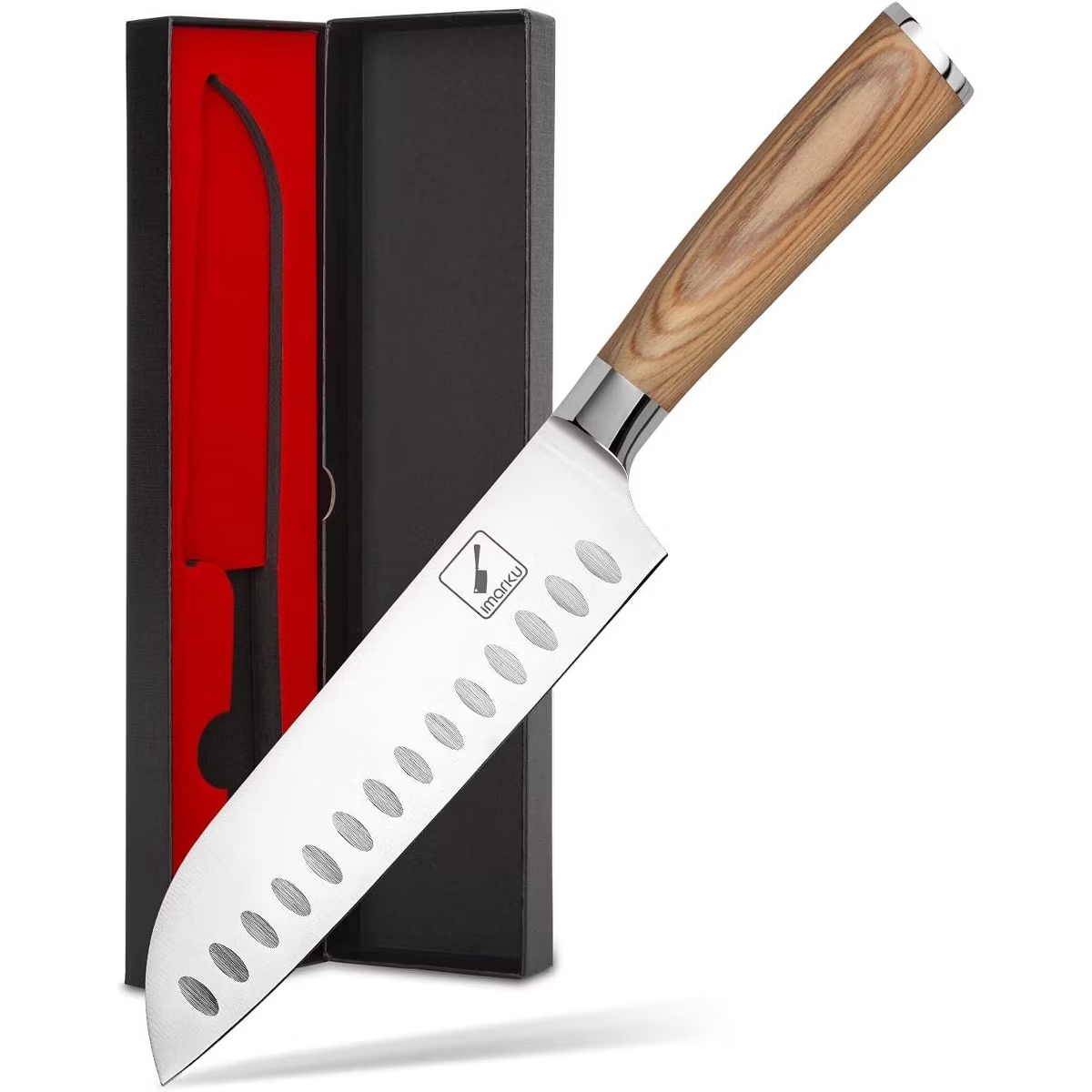 imarku  Santoku Knife 7 inch Kitchen Knife Ultra Sharp Asian Knife Japanese Chef Knife  Ergonomic Pakkawood Gold Handle Kitchen Essentials