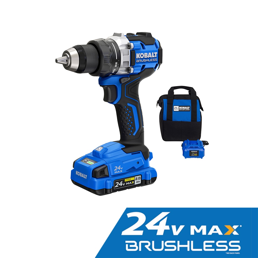 Kobalt Next-Gen 24-volt 1/2-in Keyless Brushless Cordless Drill (1-Battery Included, Charger Included and Soft Bag included) in the Drills department
