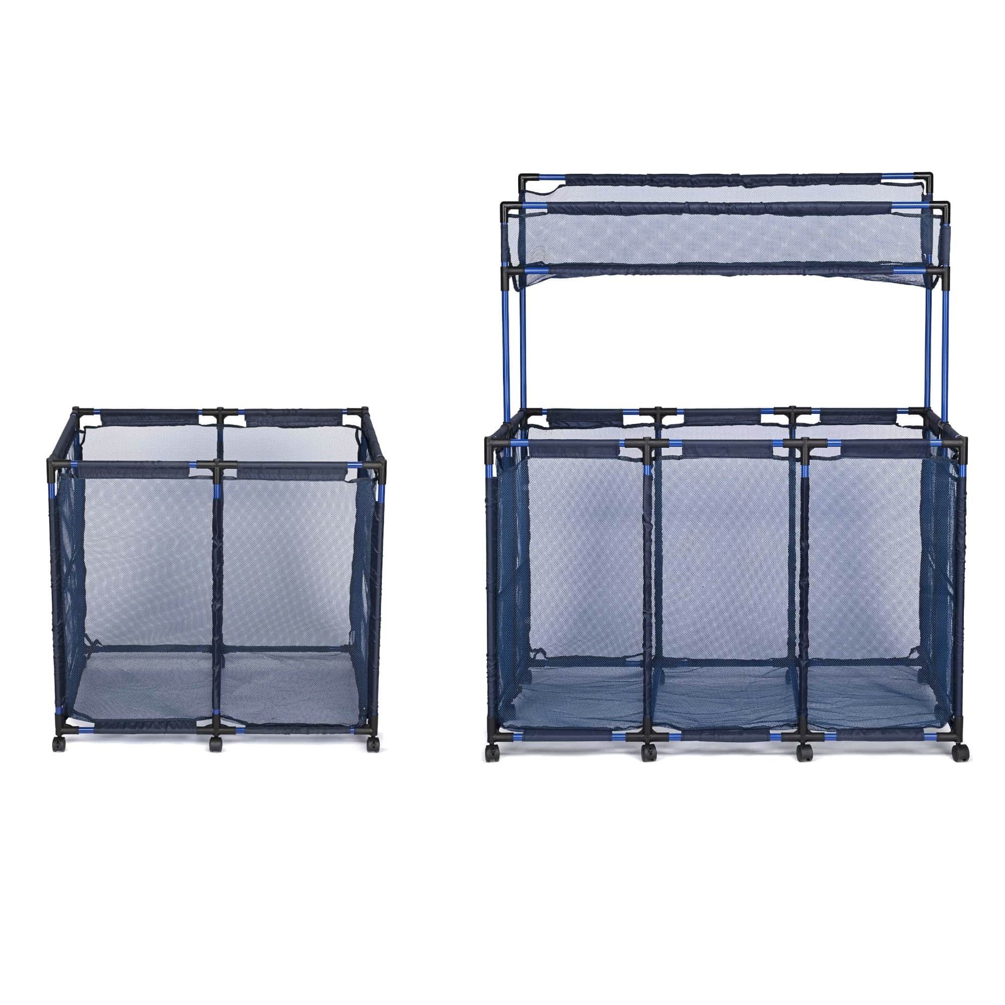 Yescom 06PSBSET001-CW-03-LO 2 Pack Mesh Pool Toy Storage Bin Rolling Cart w/ Noodle Holder Organizer