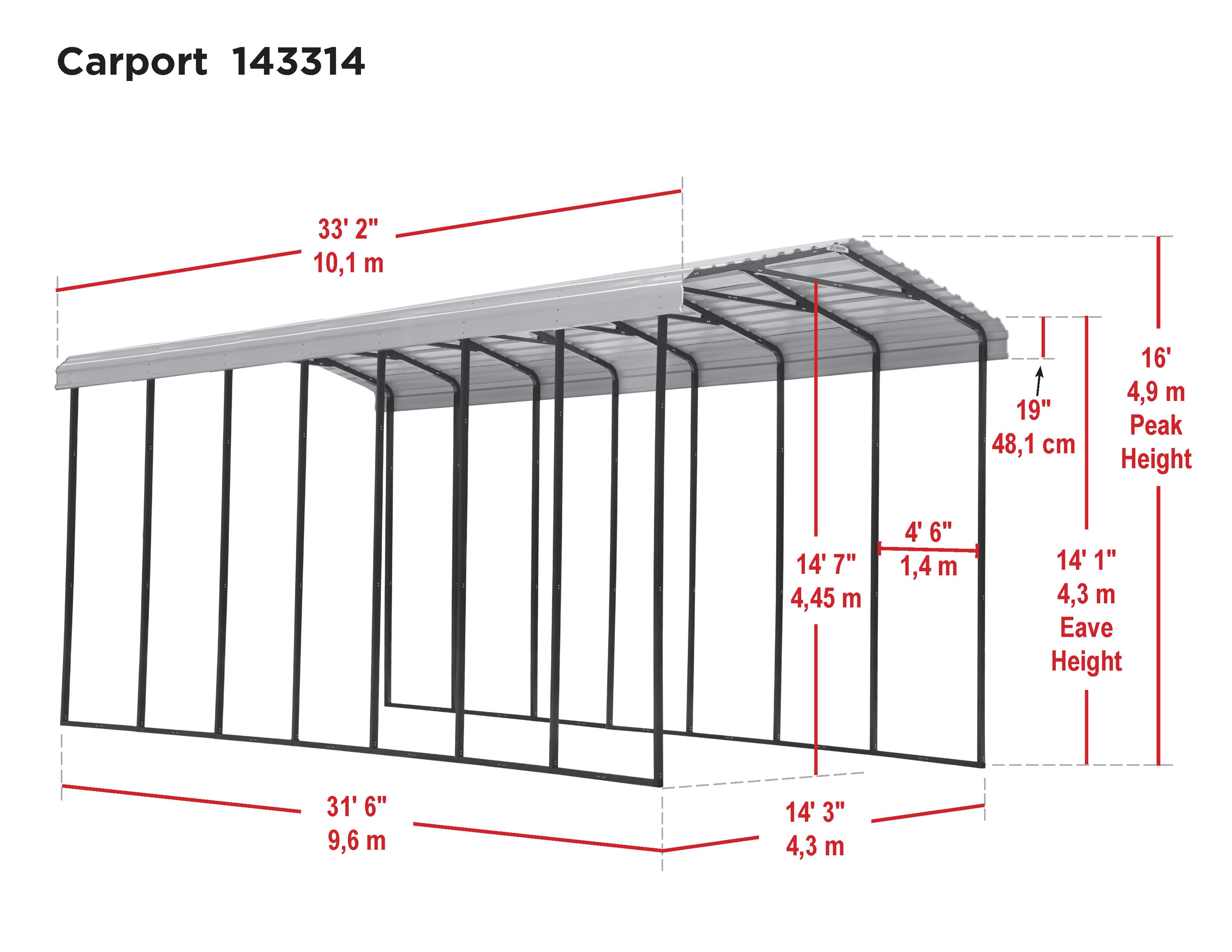 Arrow CPHC143314 Carport-Covers - View #16