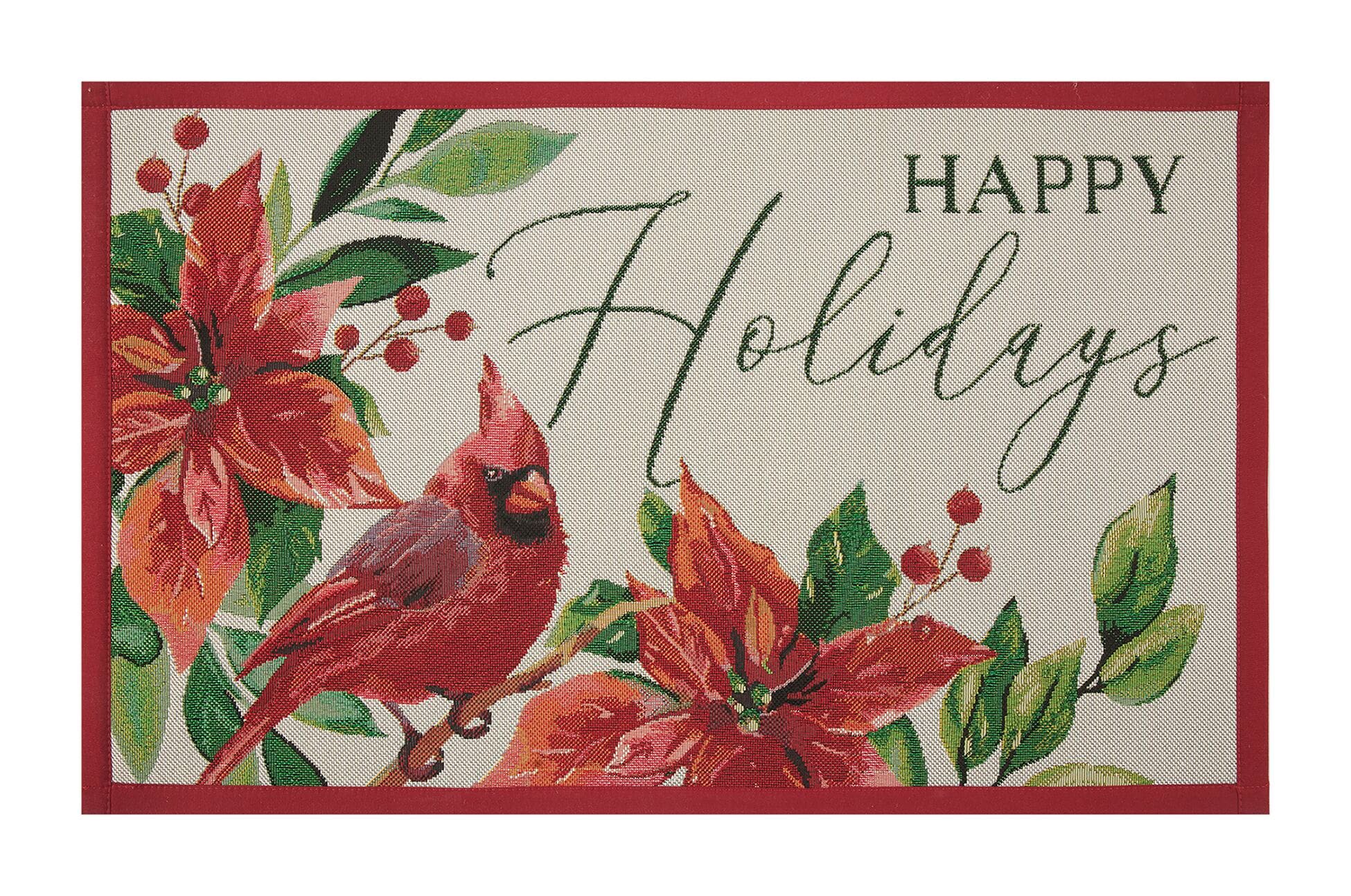 Poinsettia and Cardinal Anti-Fatigue Mat - 18 x 30