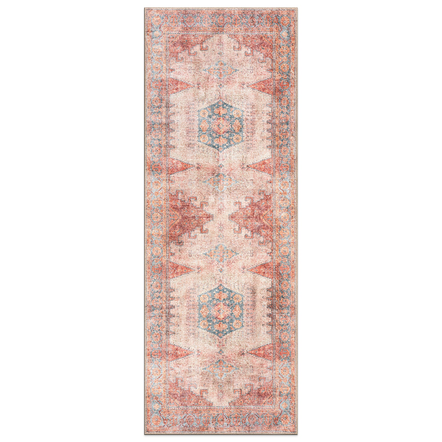 World Rug Gallery 6024MULTI2X10 2 x 10 (ft) Loomed Polyester Multi Rectangular Indoor Oriental Machine washable Area rug