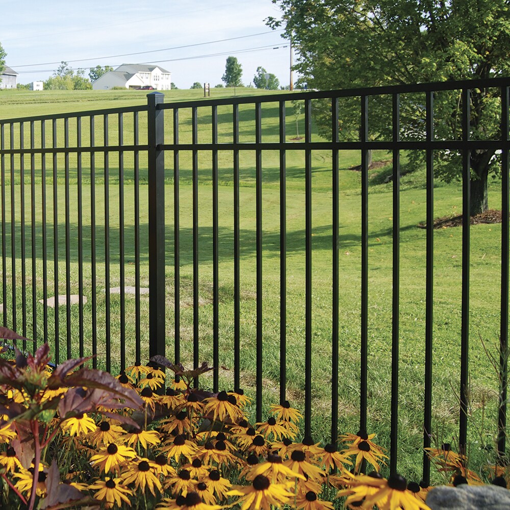 Freedom New Haven 5-ft H x 6-ft W Black Aluminum Decorative Fence Panel ...