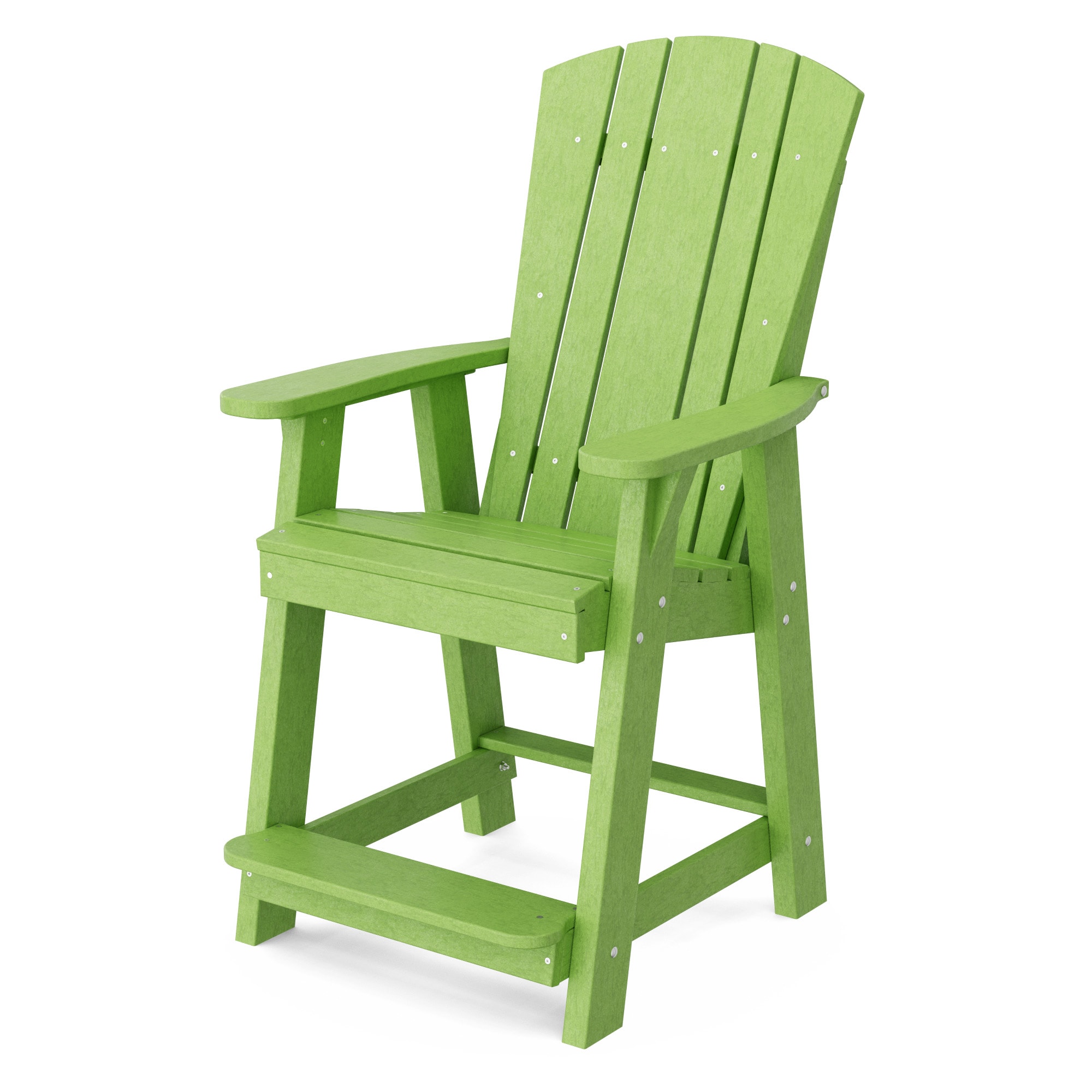 Wildridge LCC-150-TLG Heritage Balcony Lime Green HDPE Frame Stationary Counter-height Chair with Slat Seat