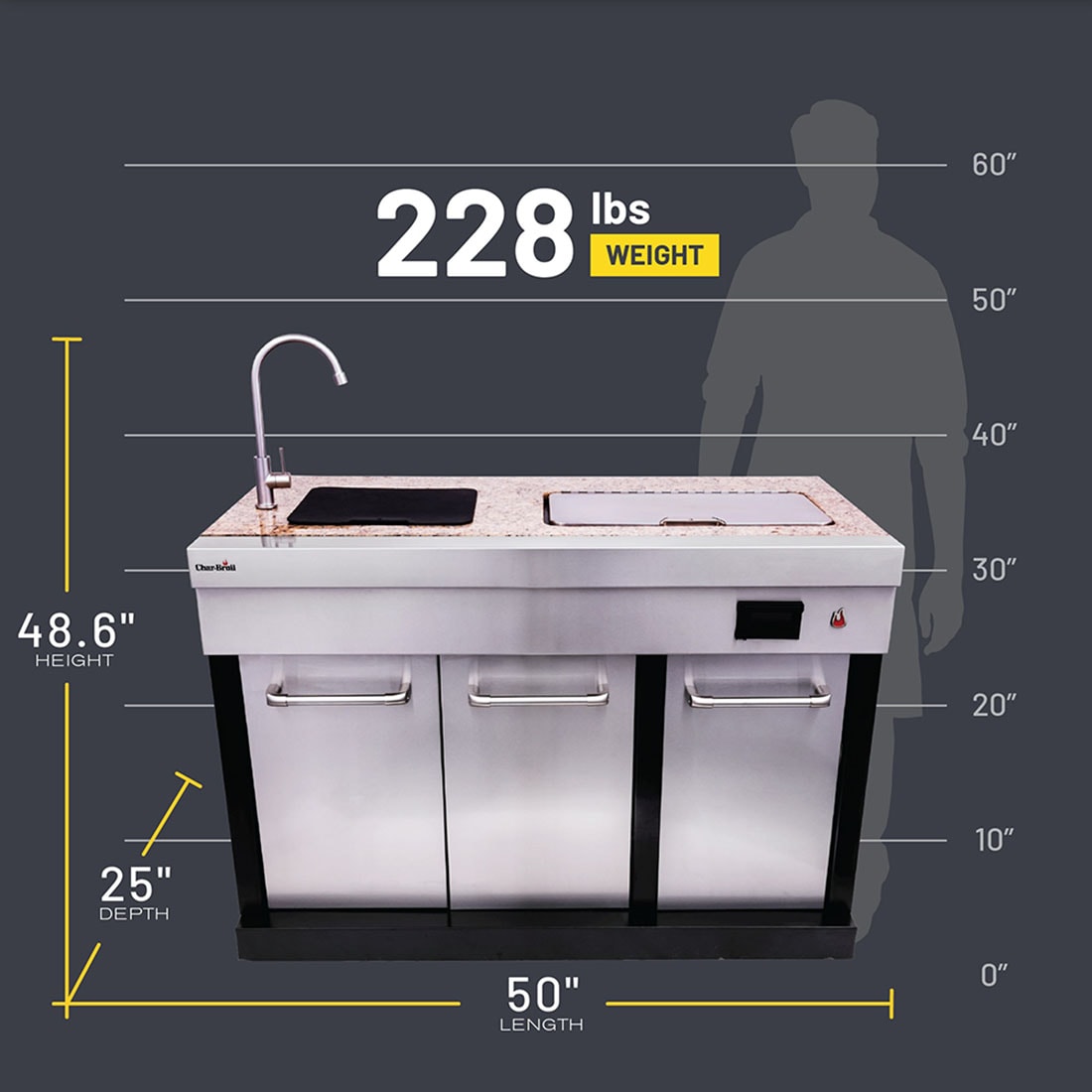 Char Broil Medallion 50 in W x 25 in D x 48.6 in H Outdoor Kitchen