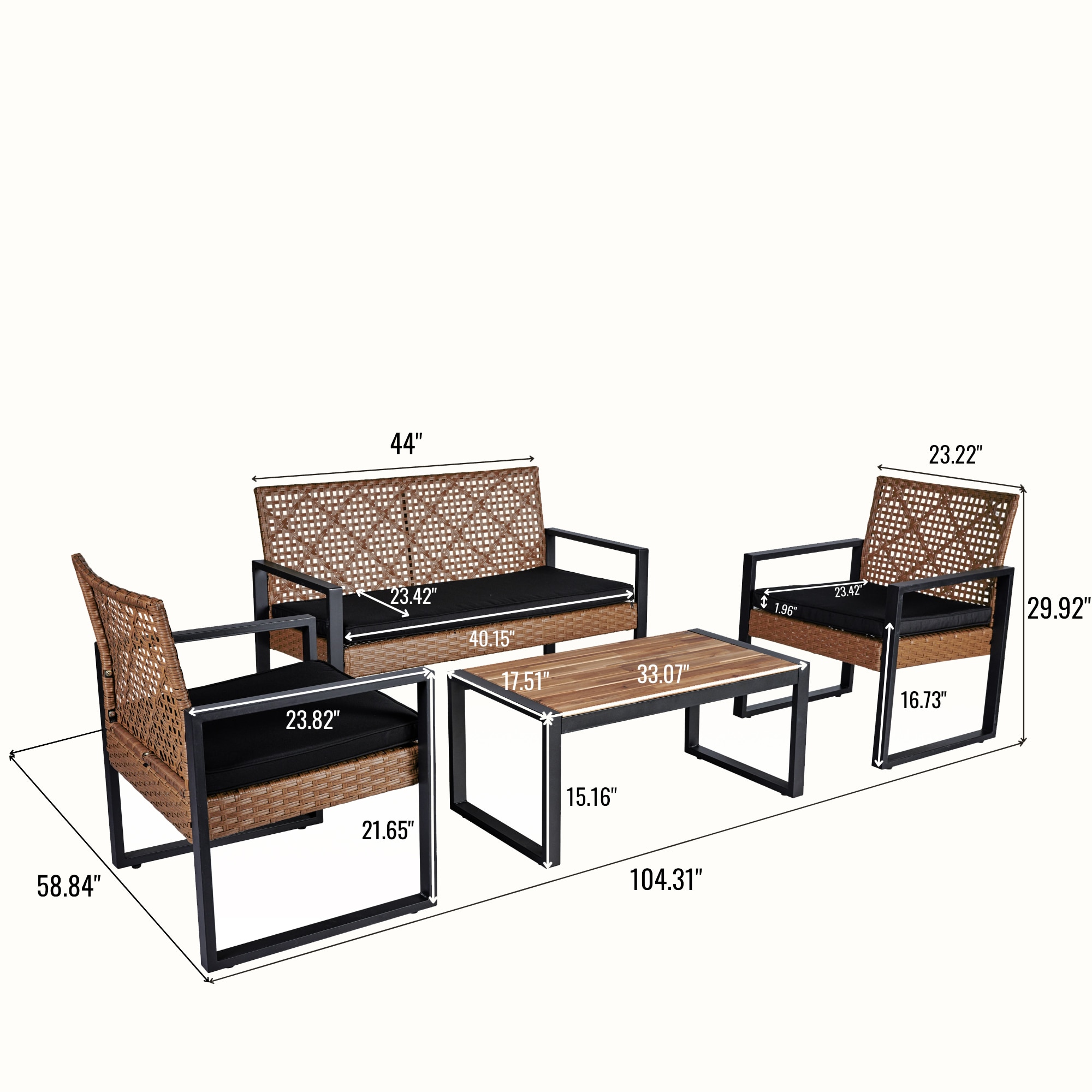 Hrinhom HC-OT04-LIGHT BROWN Patio-Conversation-Sets - View #6