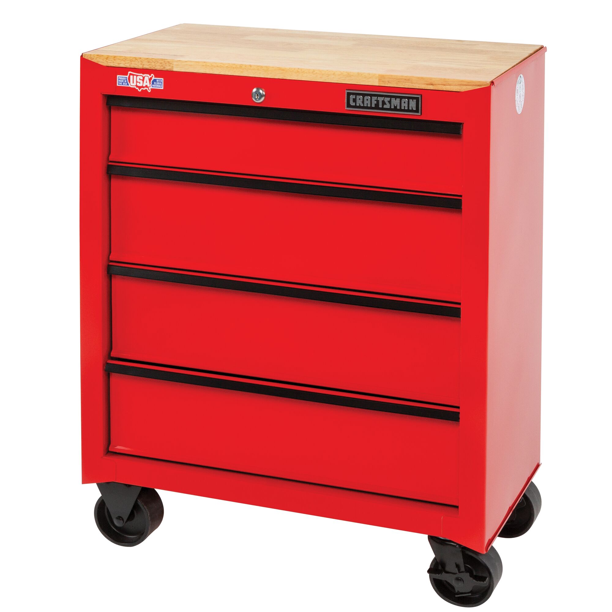 CRAFTSMAN 26.2-in L x 32.5-in H 4-Drawers Rolling Red Wood Work Bench