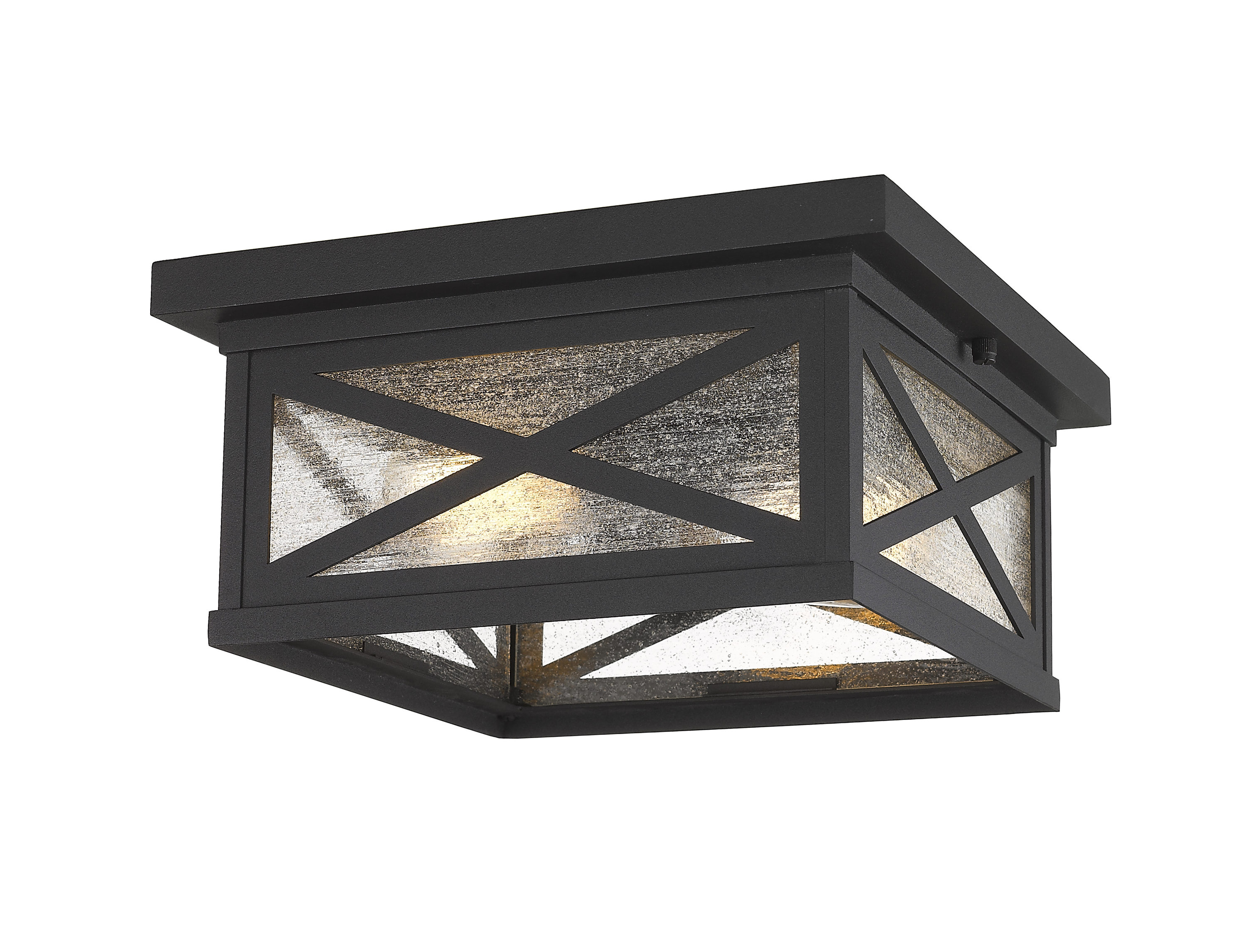 Z Lite Brookstone 2 Light 12 in Black Indoor Outdoor Flush Mount