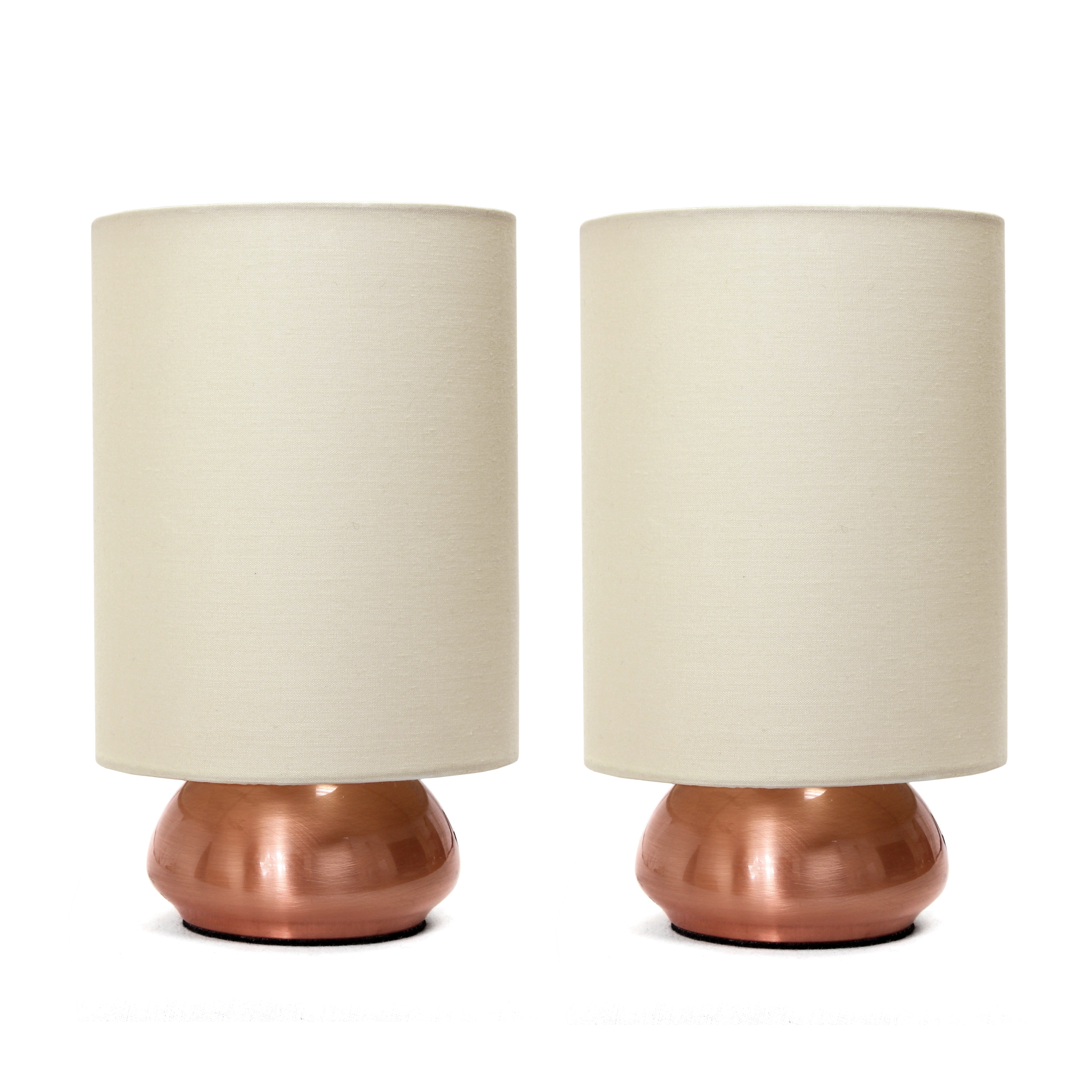Creekwood Home CWT-2046-CR-2PK 9-in Rose Gold/Cream LED Touch Table Lamp with Fabric Shade 2 -Set