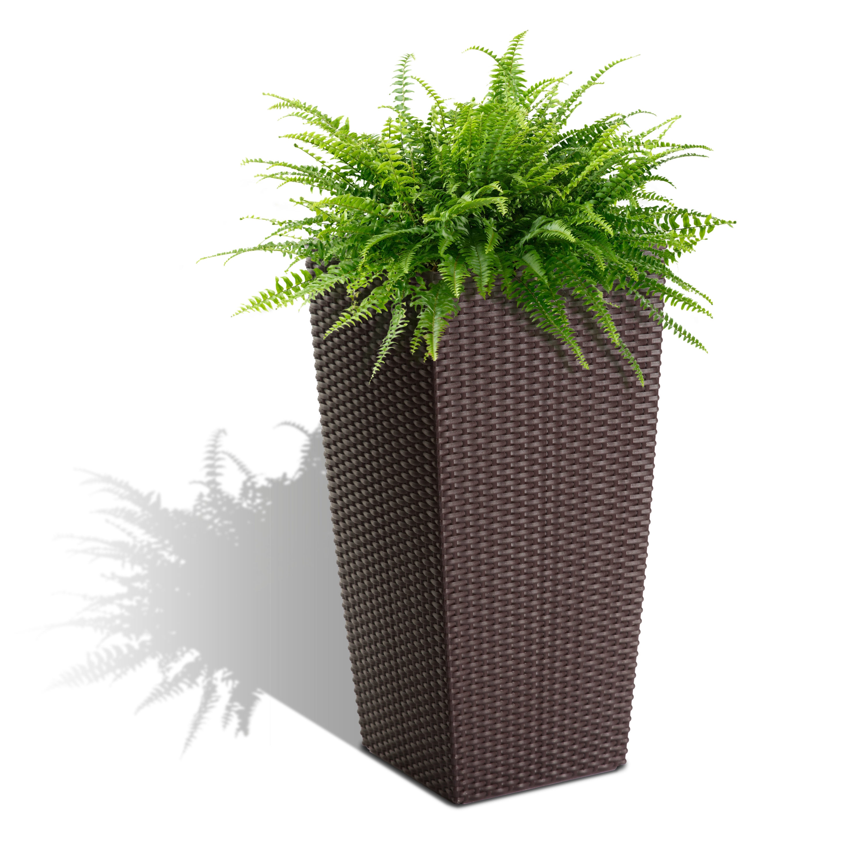 Algreen Products 14104 Square 22.0-Inches W Medium Brown Plastic Indoor/Outdoor Planter with Drainage Holes with Self Watering