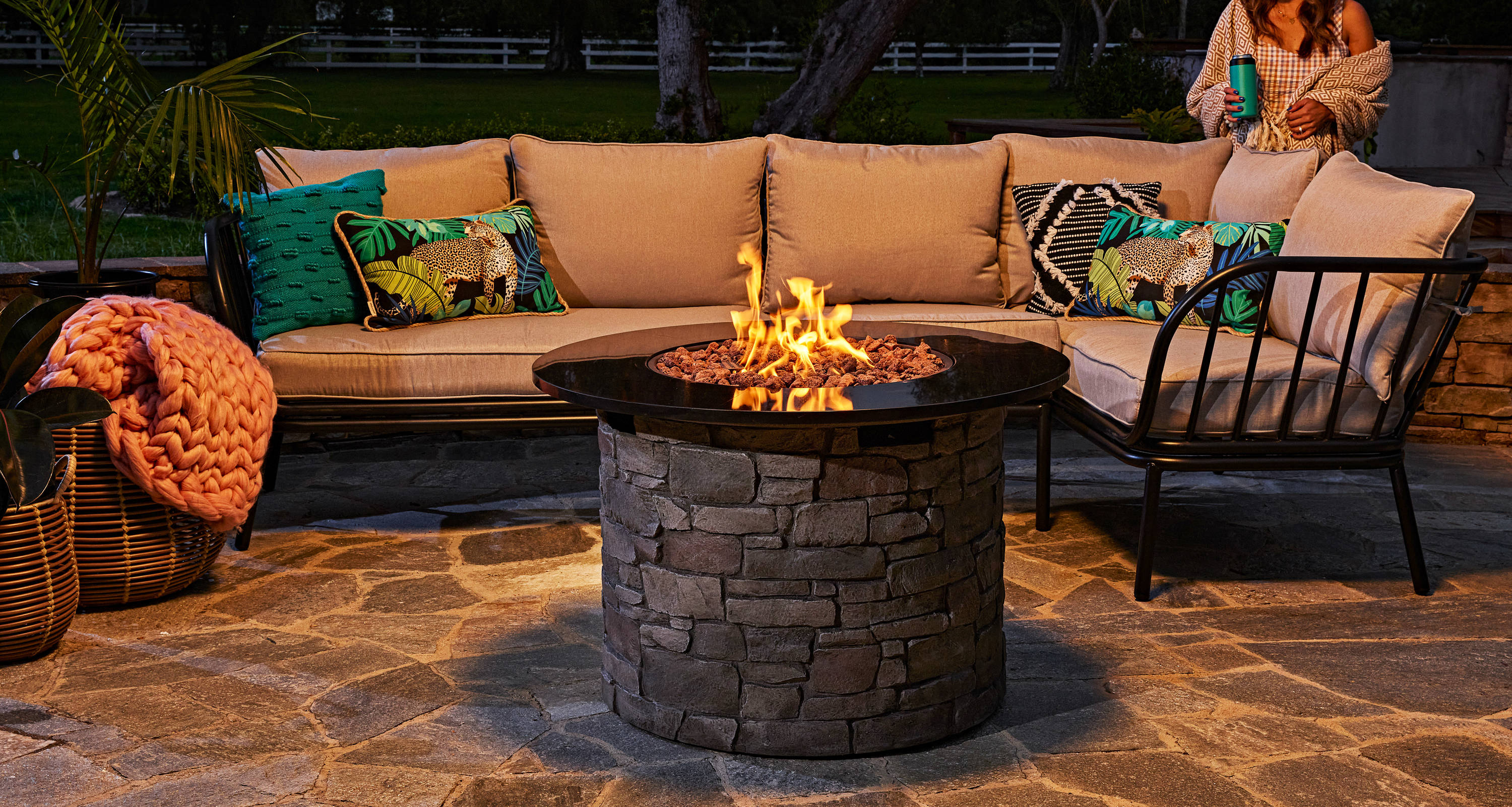 Allen Roth Stacked Stone Fire Pit, Allen Roth Fire Pit Table