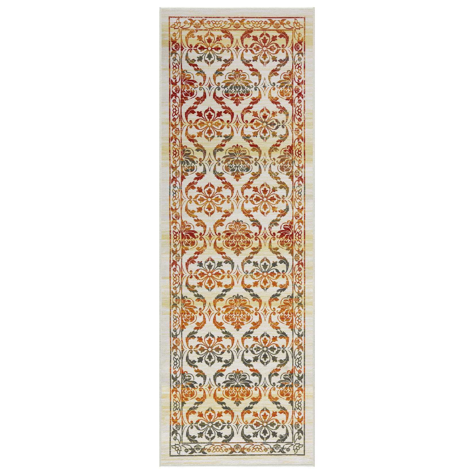 Qeetex LSN-PHO-0ZXUOID6 2 x 8 ft Polyester Rainbow Rectangular Hallway Bathroom Entryway Kitchen Office Foldable Flower Printed Modern Washable Area Rug