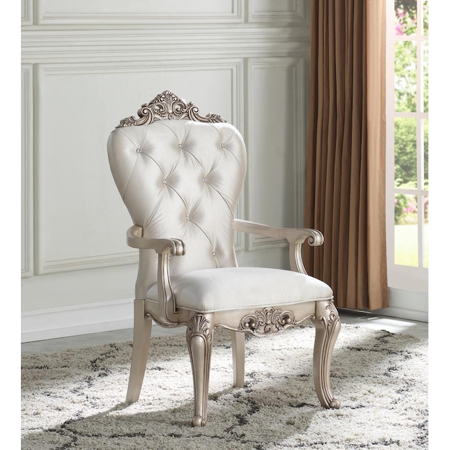 ACME FURNITURE 2 Gorsedd Vintage Cream Fabric and Antique White Traditional  Accent Chair in the Chairs department at Lowes.com