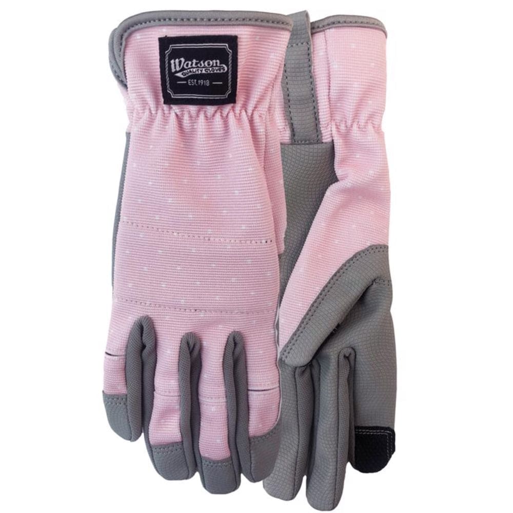 Watson Gloves  Homegrown Uptown Girl Womens Spandex Gardening Gloves Small Gray Pink