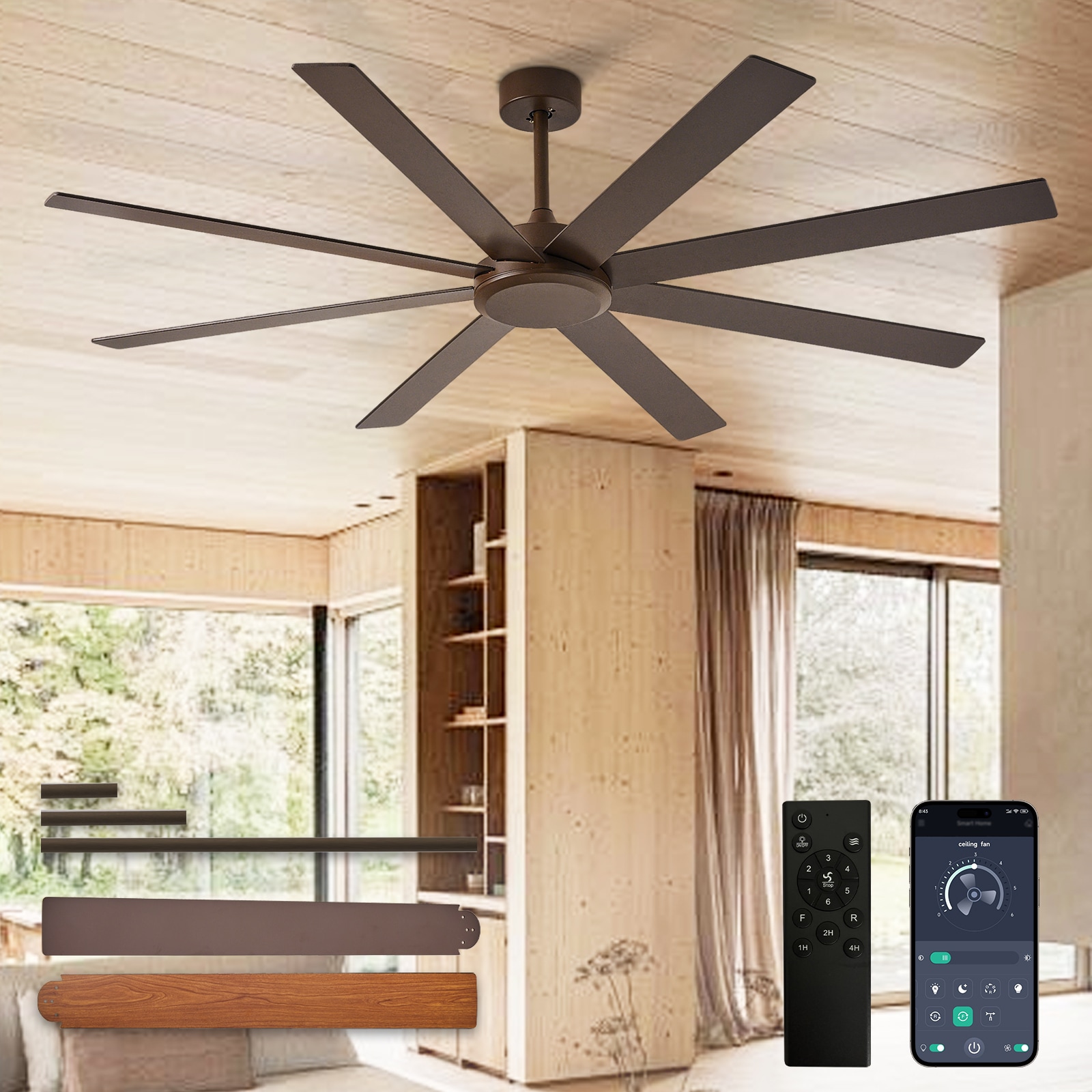 Depuley 197B 66-in brown Fandelier Ceiling Fan Without Light and Remote Control Included