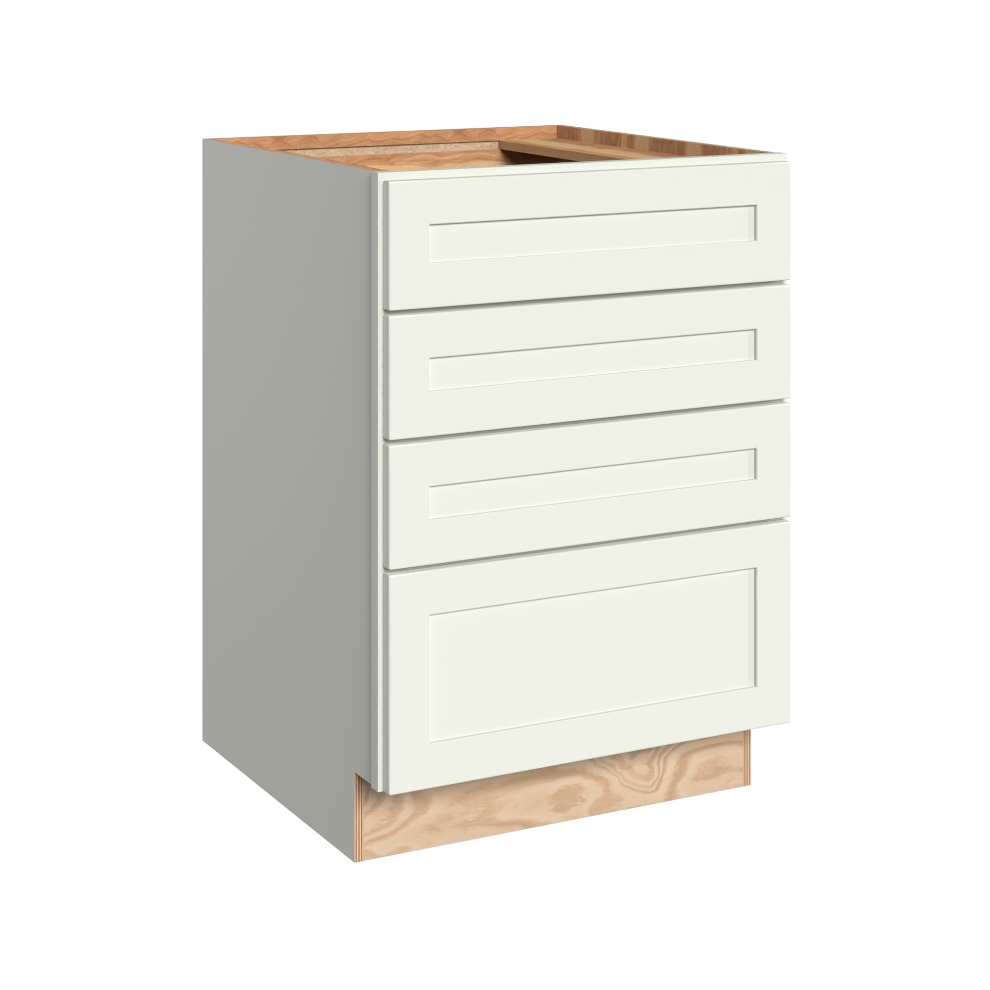 KraftMaid Momentum BD24G71 Deveron 24-in W x 34.5-in H x 24-in D Dove White 4 -Drawers Drawer Base Fully assembled Plywood Cabinet Recessed Panel Shaker